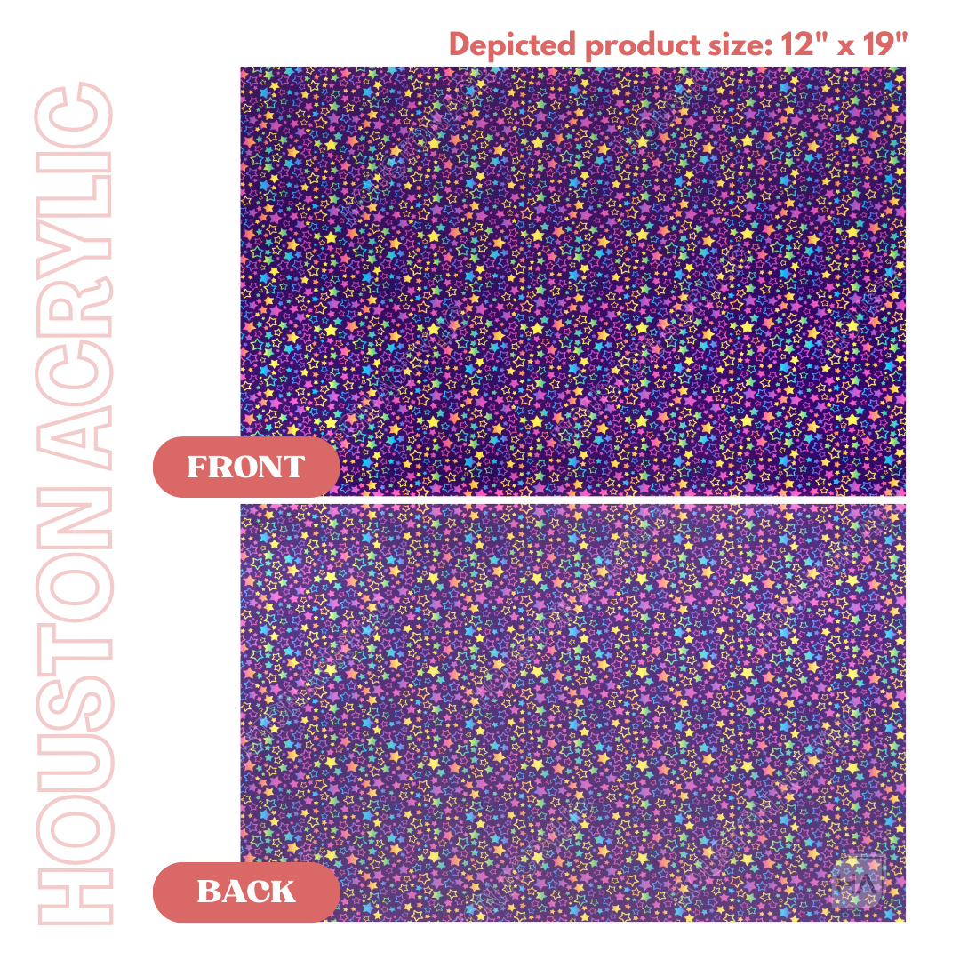 1/8" Rainbow Stars MakerPrint Acrylic Sheet Front vs Back Comparison