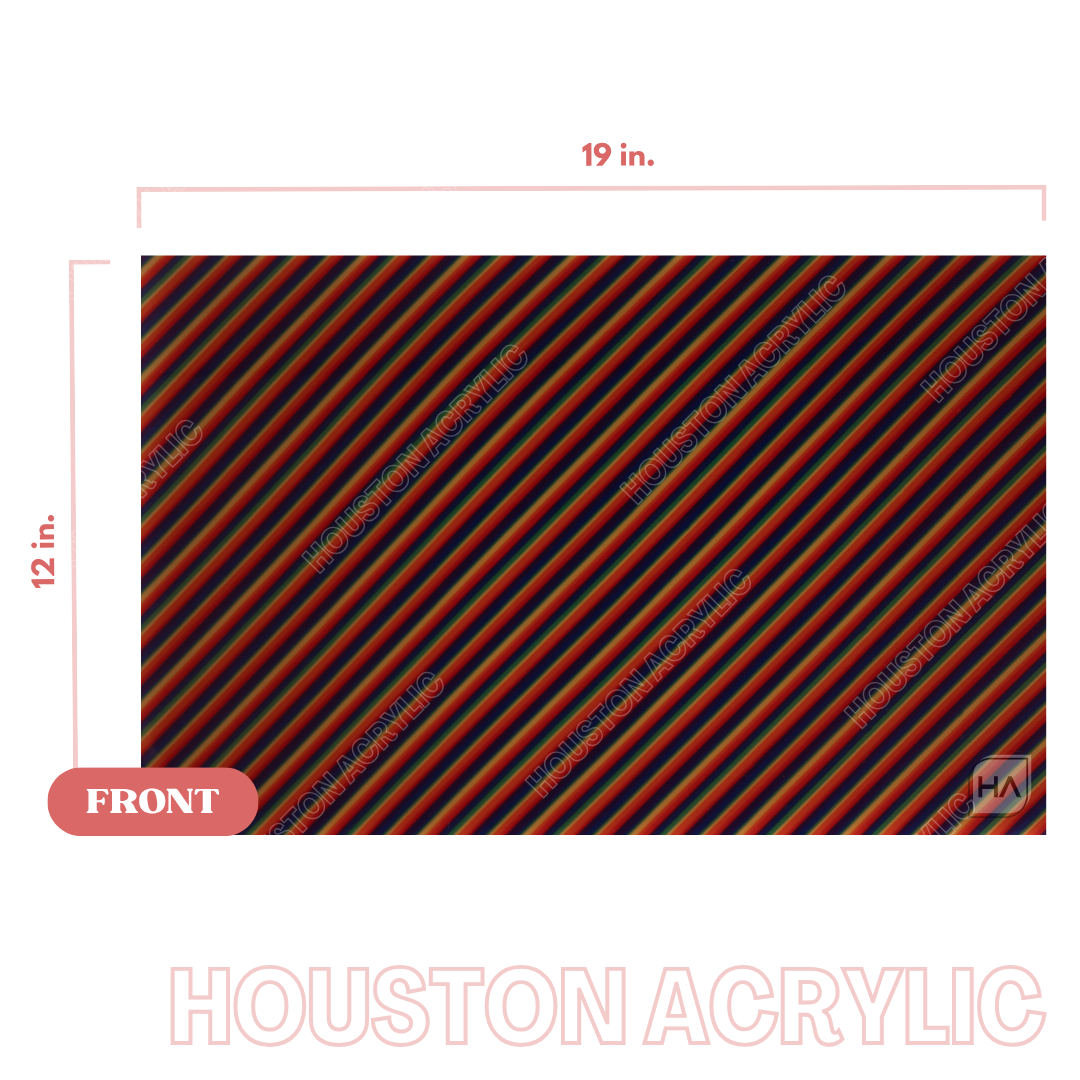 1/8" Rainbow Stripes Cast Acrylic Sheet Full Size Sheet View