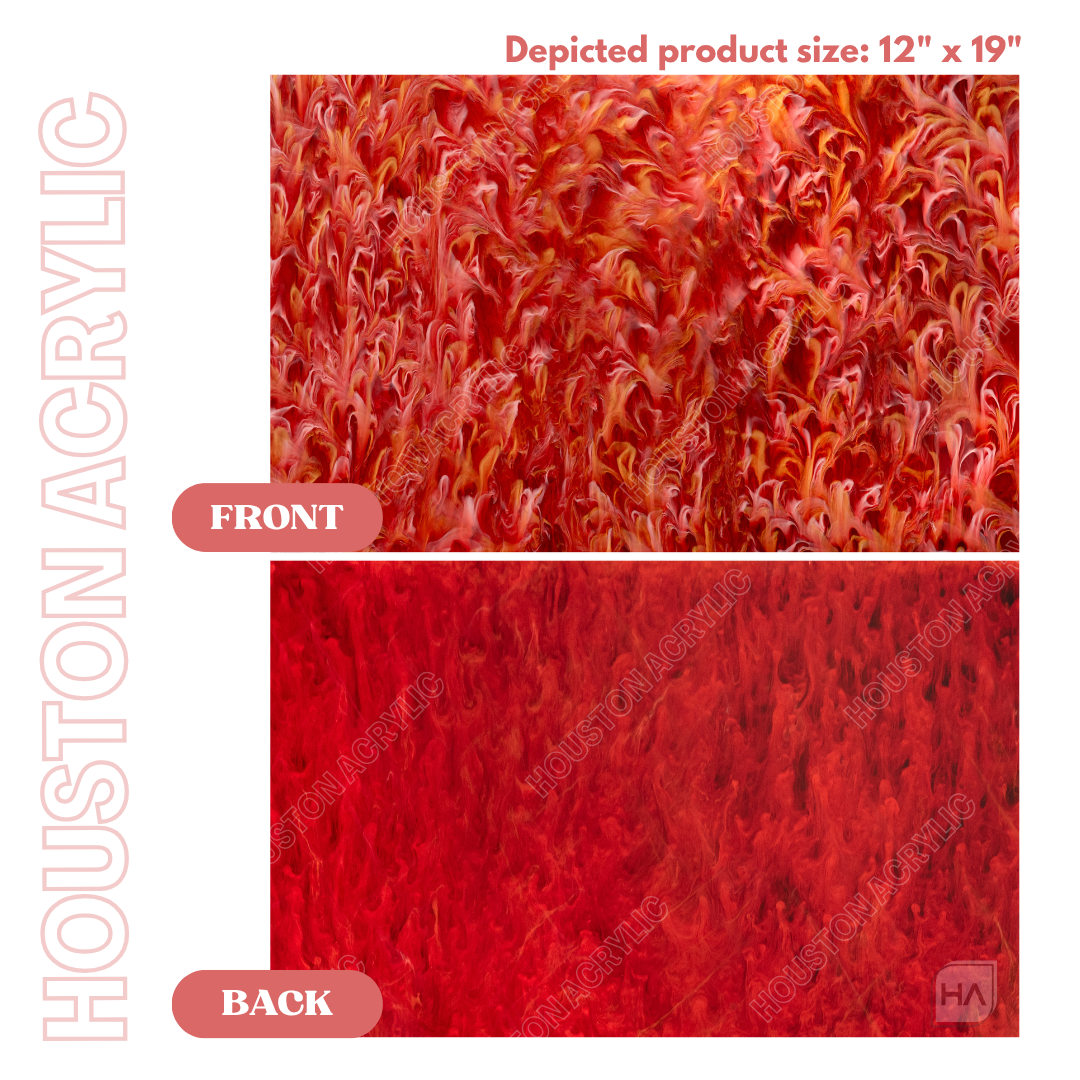 1/8" Red Haze Cast Acrylic Sheet Front vs Back Full Size Sheet Comparison