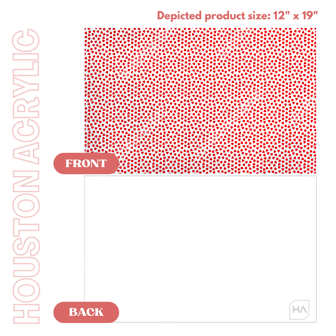 1/8" Red Hearts MakerPrint Cast Acrylic Sheet Front and Back Full Size Sheet Comparison