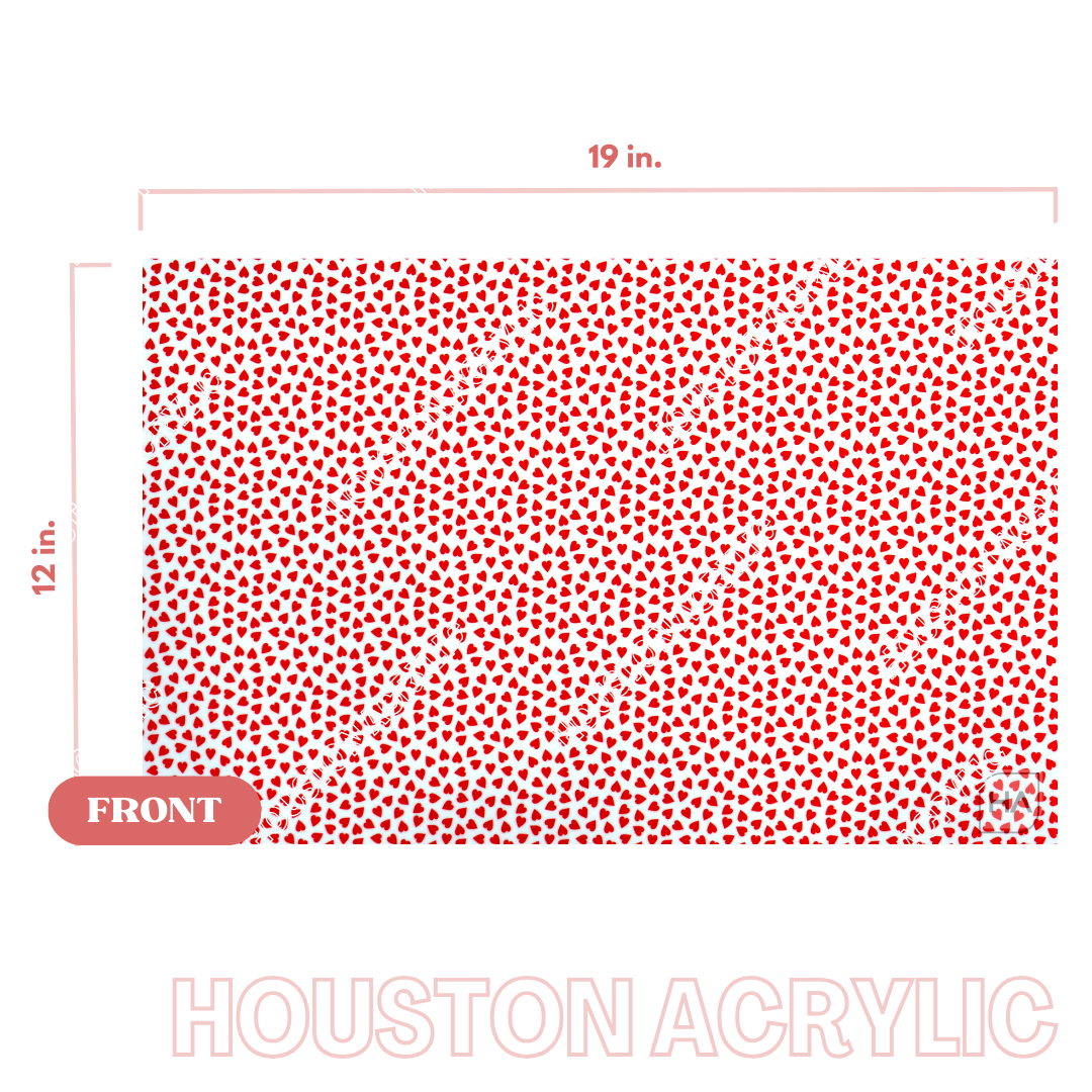 1/8" Red Hearts MakerPrint Cast Acrylic Sheet Full Size Sheet View