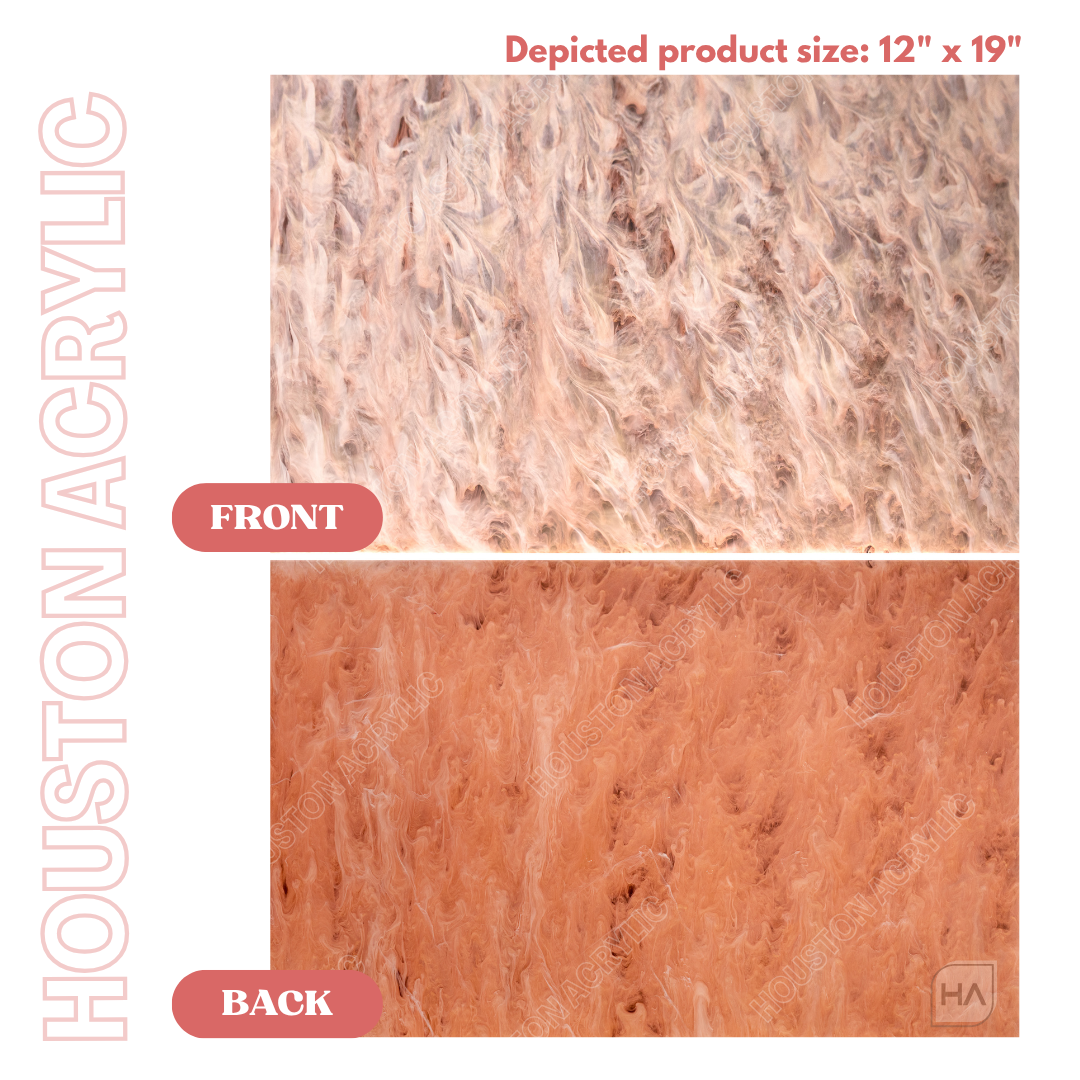 1/8" Rose Gold Haze Cast Acrylic Sheet Front vs Back Full Size Sheet Comparison