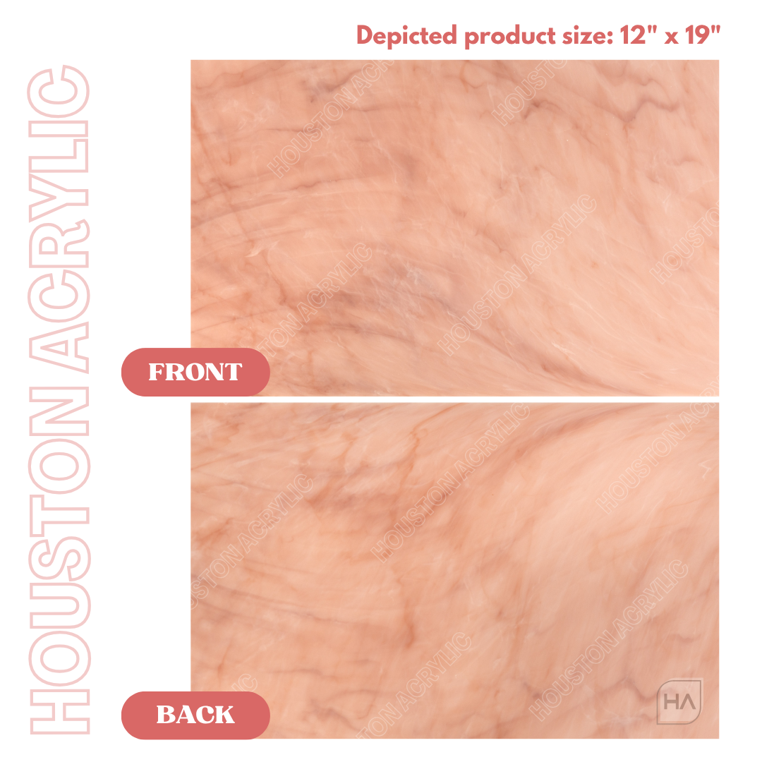1/8" Rose Quartz Cast Acrylic Sheet Front vs Back Full Size Sheet View