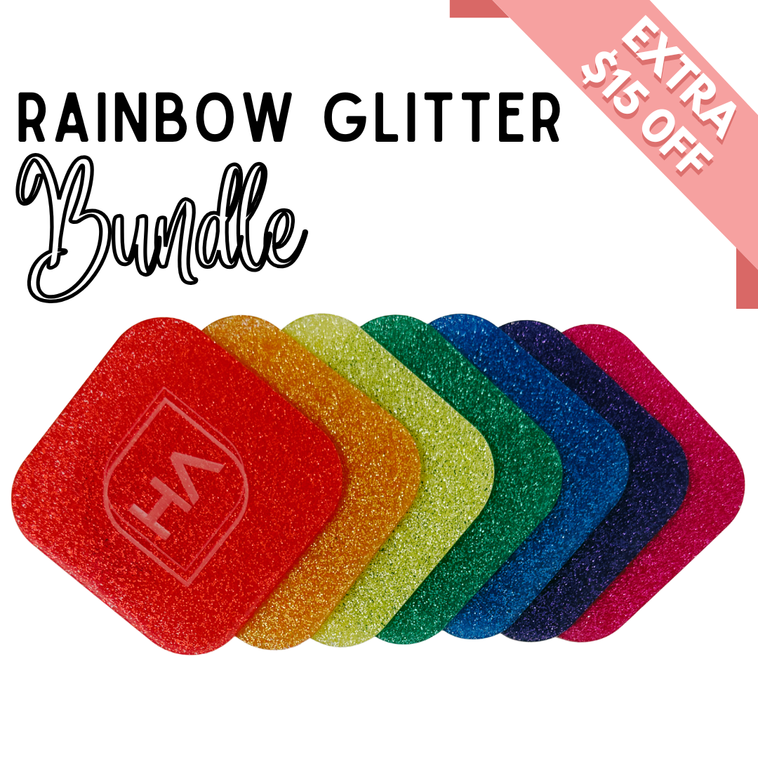 1/8" Rainbow Glitter Cast Acrylic Sheet Bundle