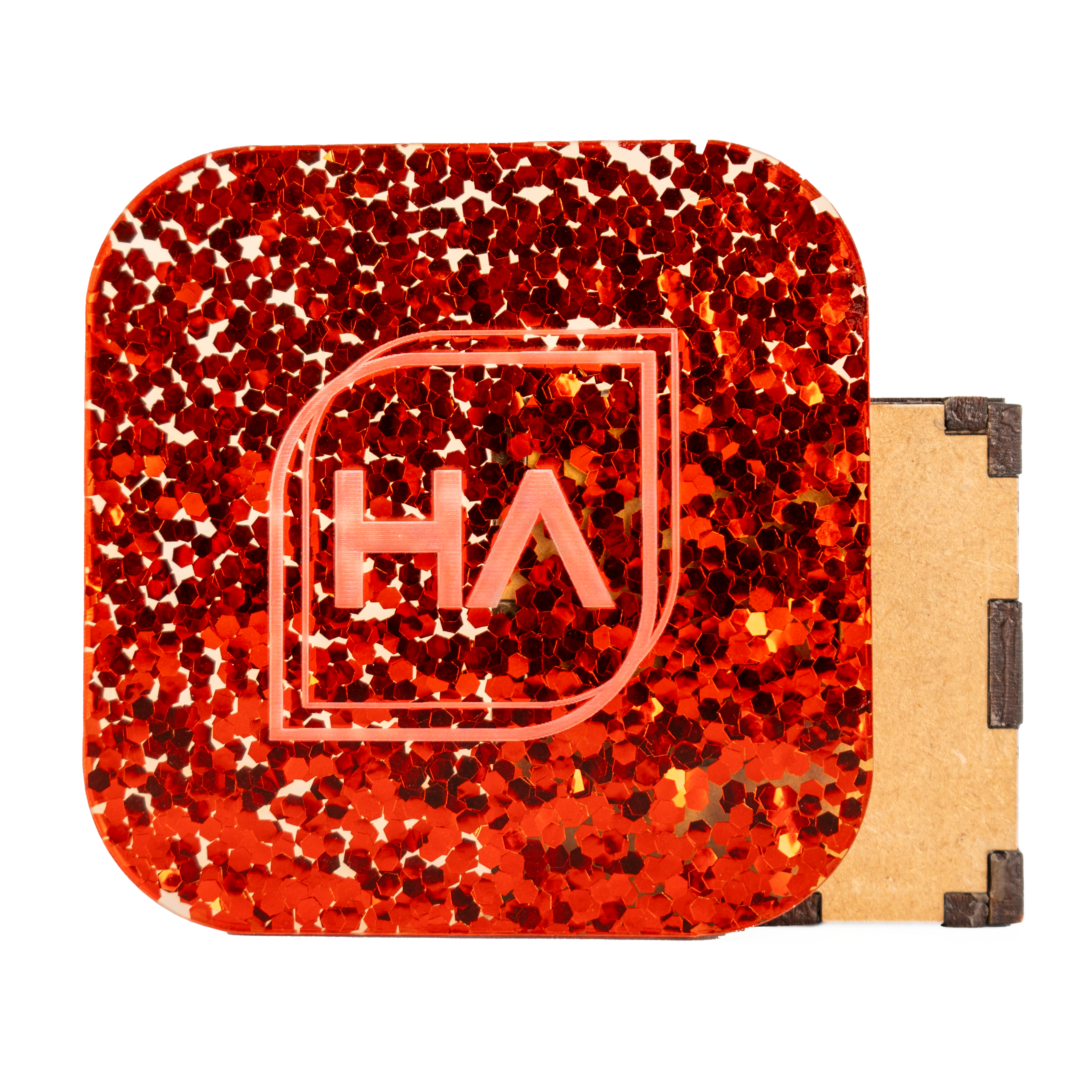 1/8" Red Chunky Hex Confetti Cast Acrylic Sheet