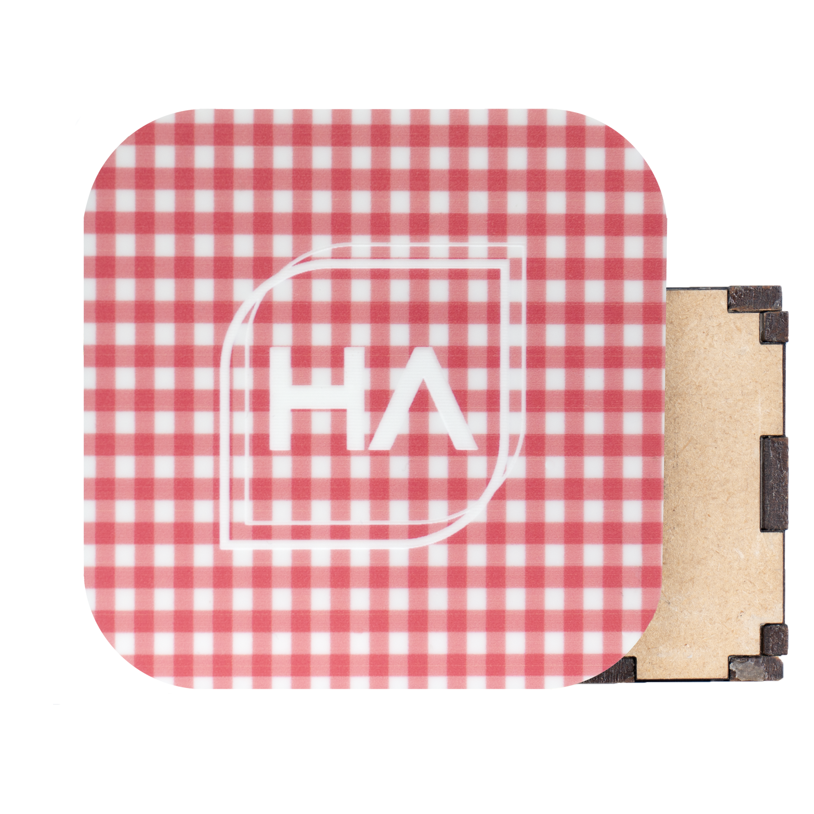 Red Gingham MakerPrint Sheet UV printed laser material for laser cutting and laser engraving