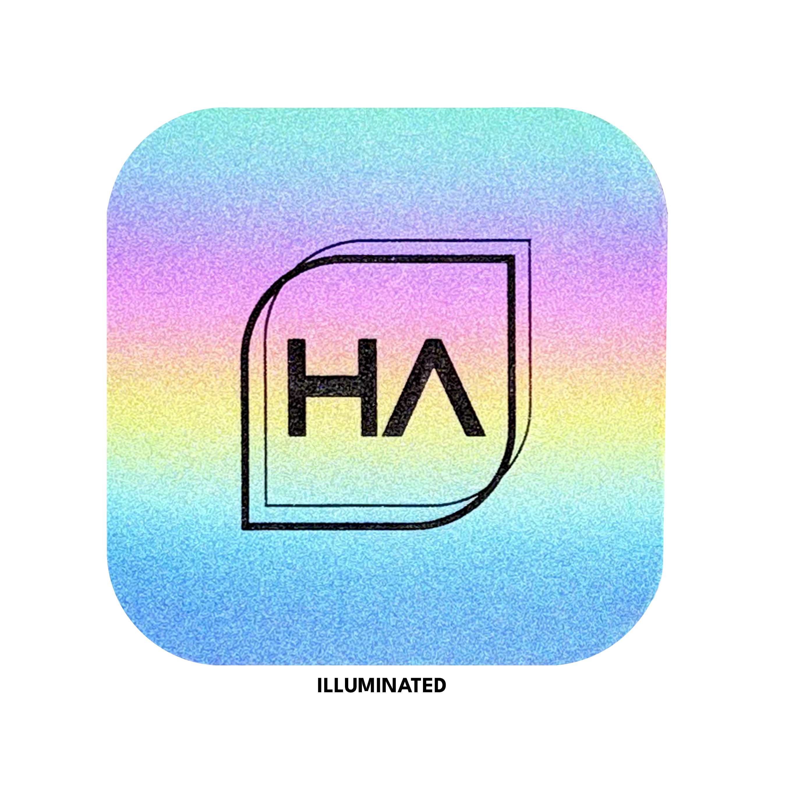 Reflective Rainbow/Black MakerLeatherette Sheet Illuminated