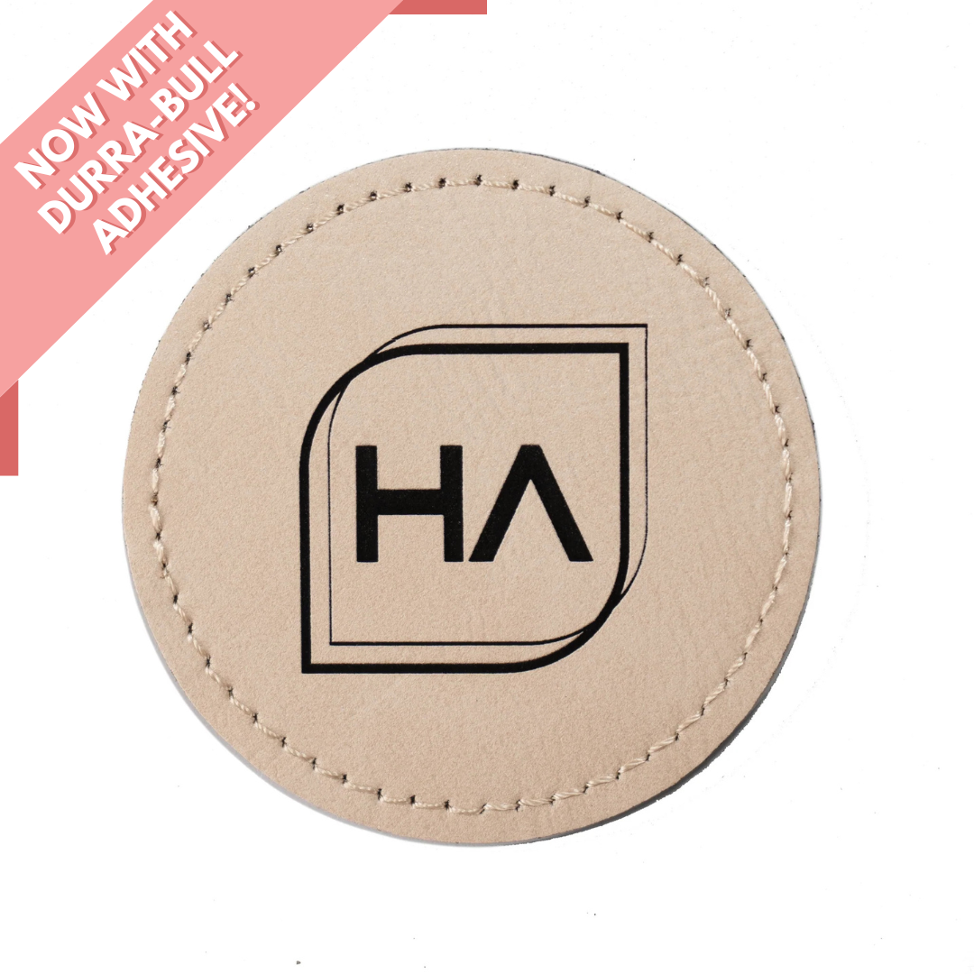 Round Leatherette Patch - Cream/Black (5 Pack)