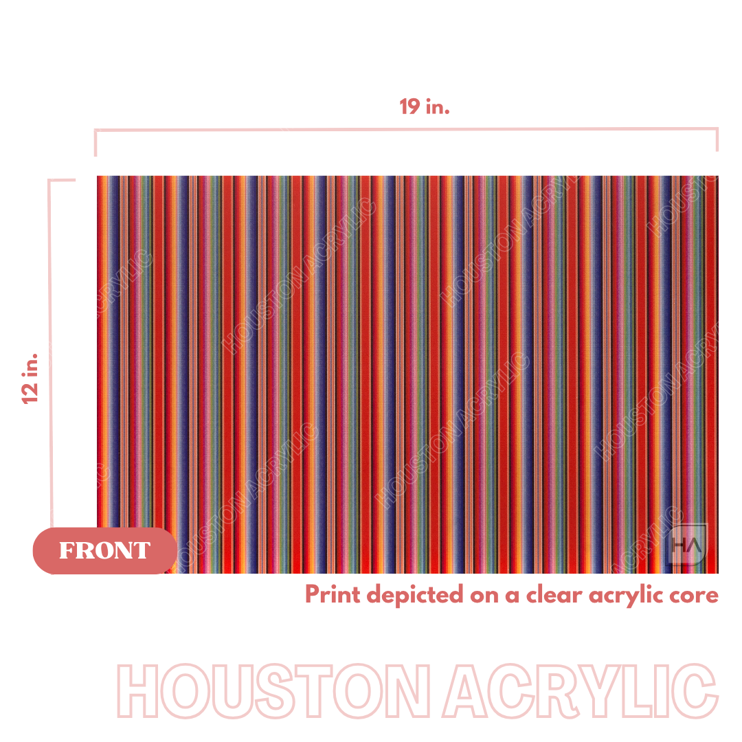 Serape Blanket MakerPrint Full Size Sheet View on a clear cast acrylic core
