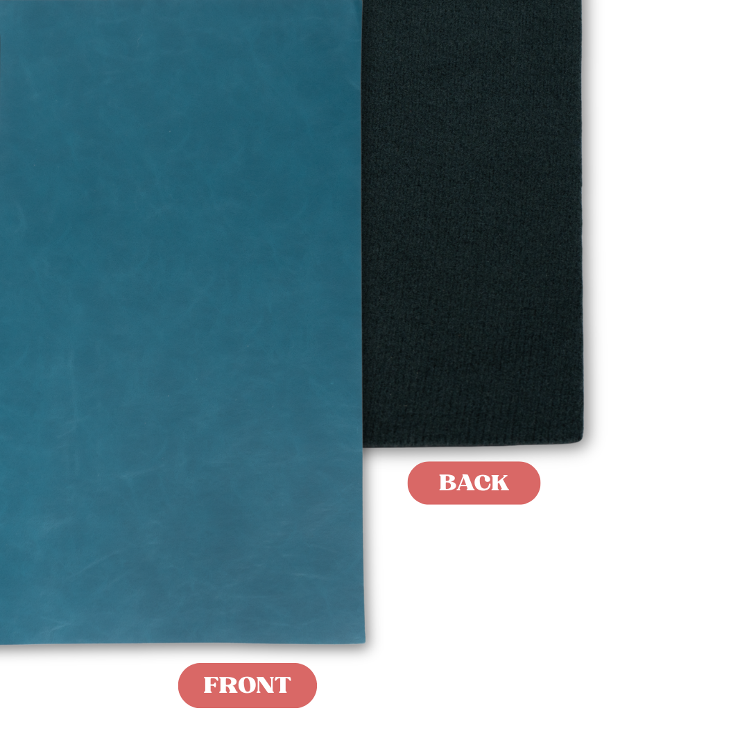 Signature Blue/Black MakerLeatherette Laserable Leatherette Sheet Front vs Back Comparison