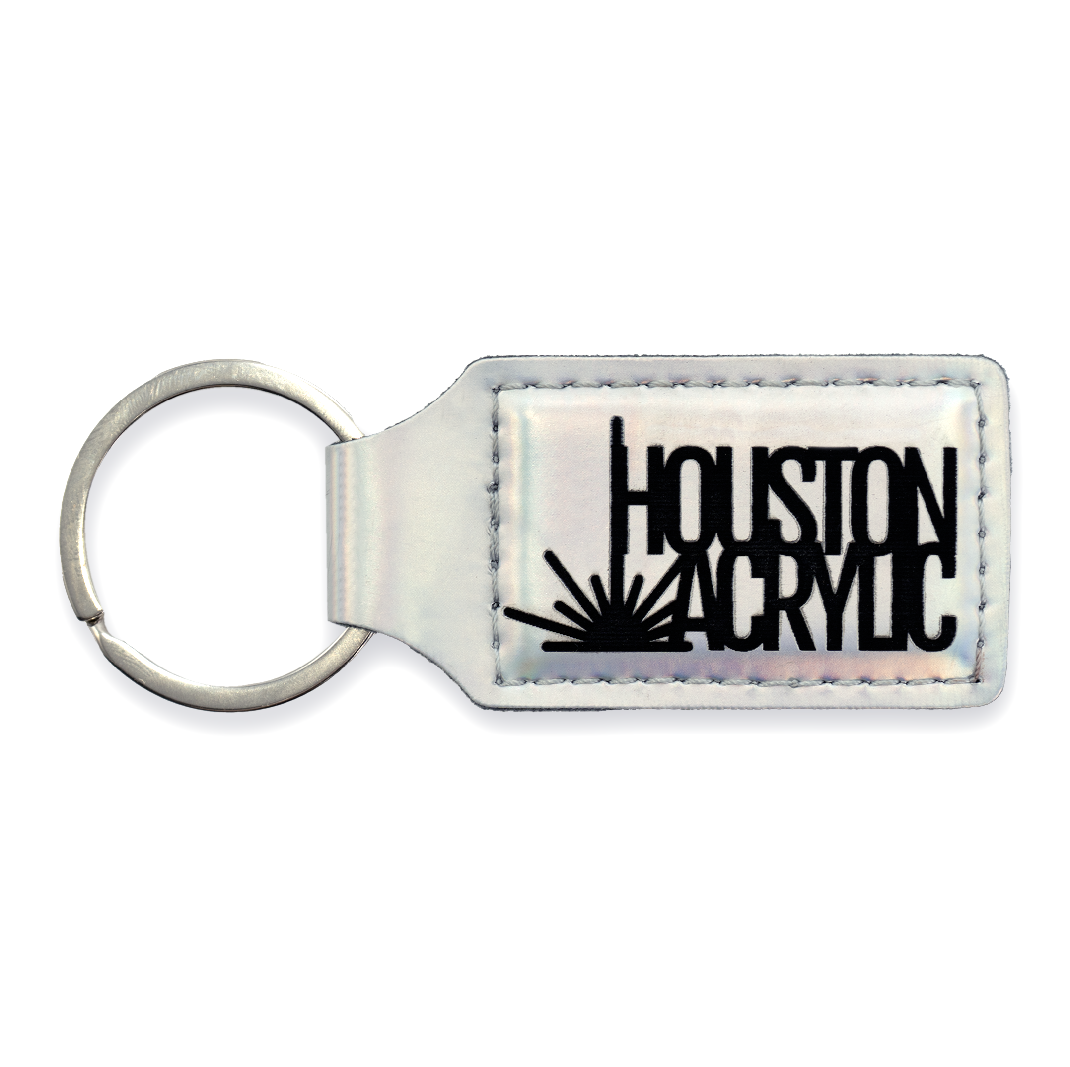 Holographic Chrome/Black MakerLeatherette Keychain