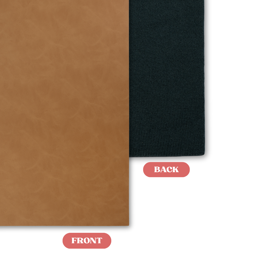 Signature Saddle Tan/Black MakerLeatherette Sheet Front vs Back Comparison