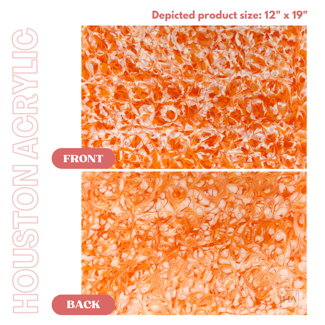 1/8" Tangerine Swirls Cast Acrylic Sheet