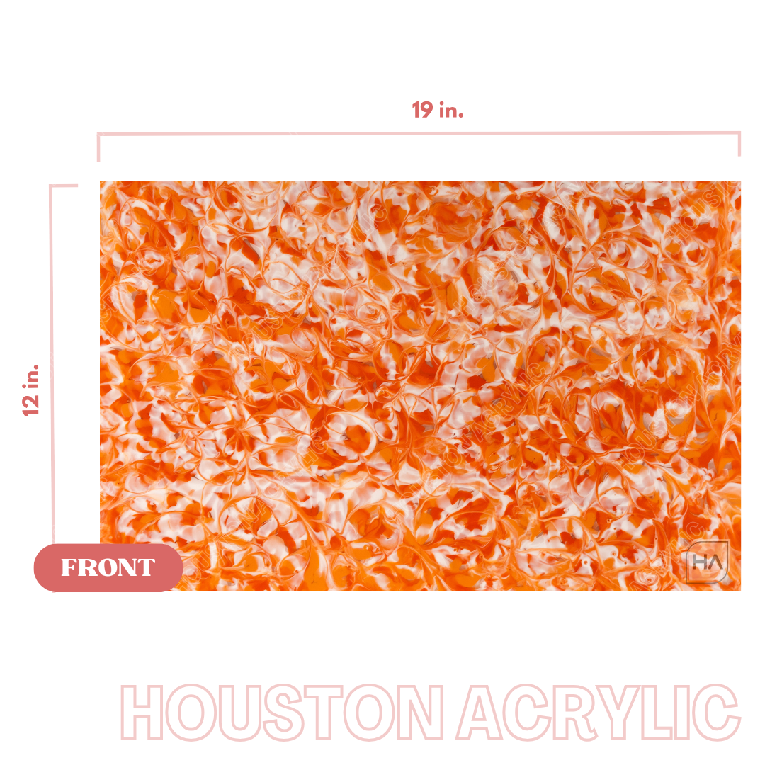 1/8" Tangerine Swirls Cast Acrylic Sheet