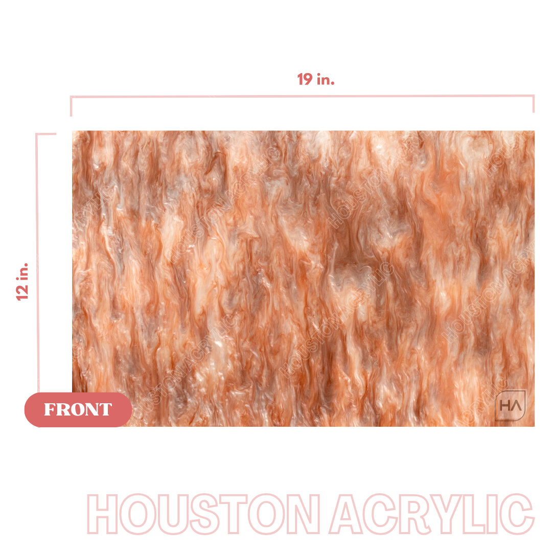 1/8" Tawny Rose Pearly Swirly Cast Acrylic Sheet