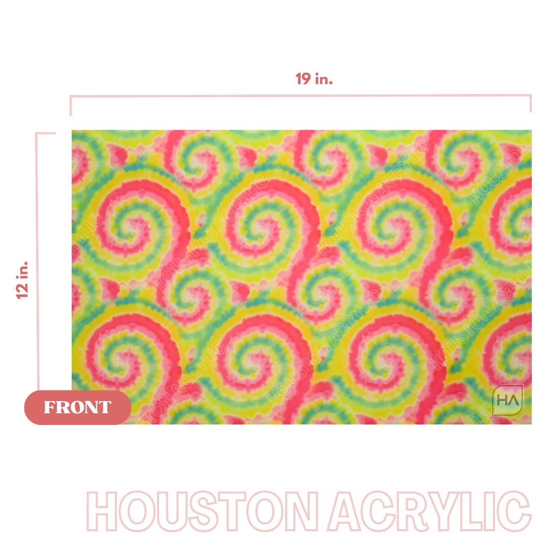 1/8" Tie Dye Lemonade Cast Acrylic Sheet Full Size Sheet View