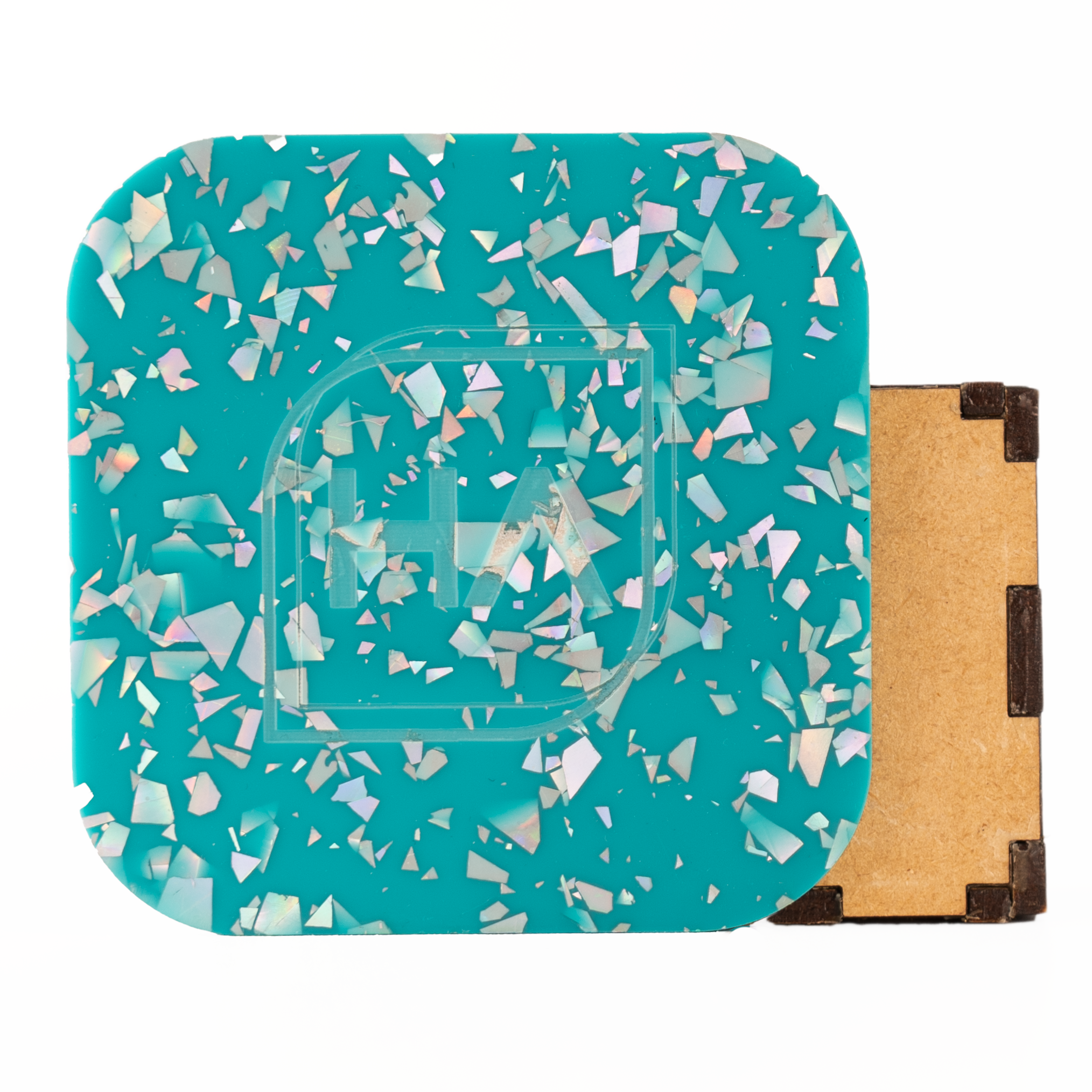 1/8" Teal and Silver Holographic Flake Cast Acrylic Sheet