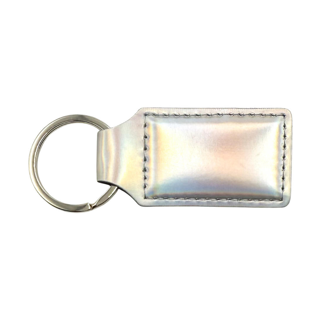 Holographic Chrome/Black MakerLeatherette Keychain