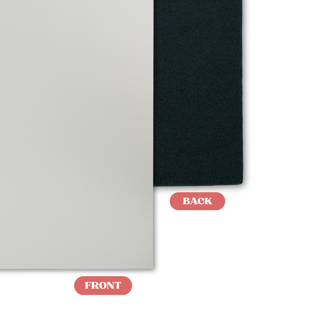White/Black MakerLeatherette Laserable Leatherette Sheet Front vs Back Comparison