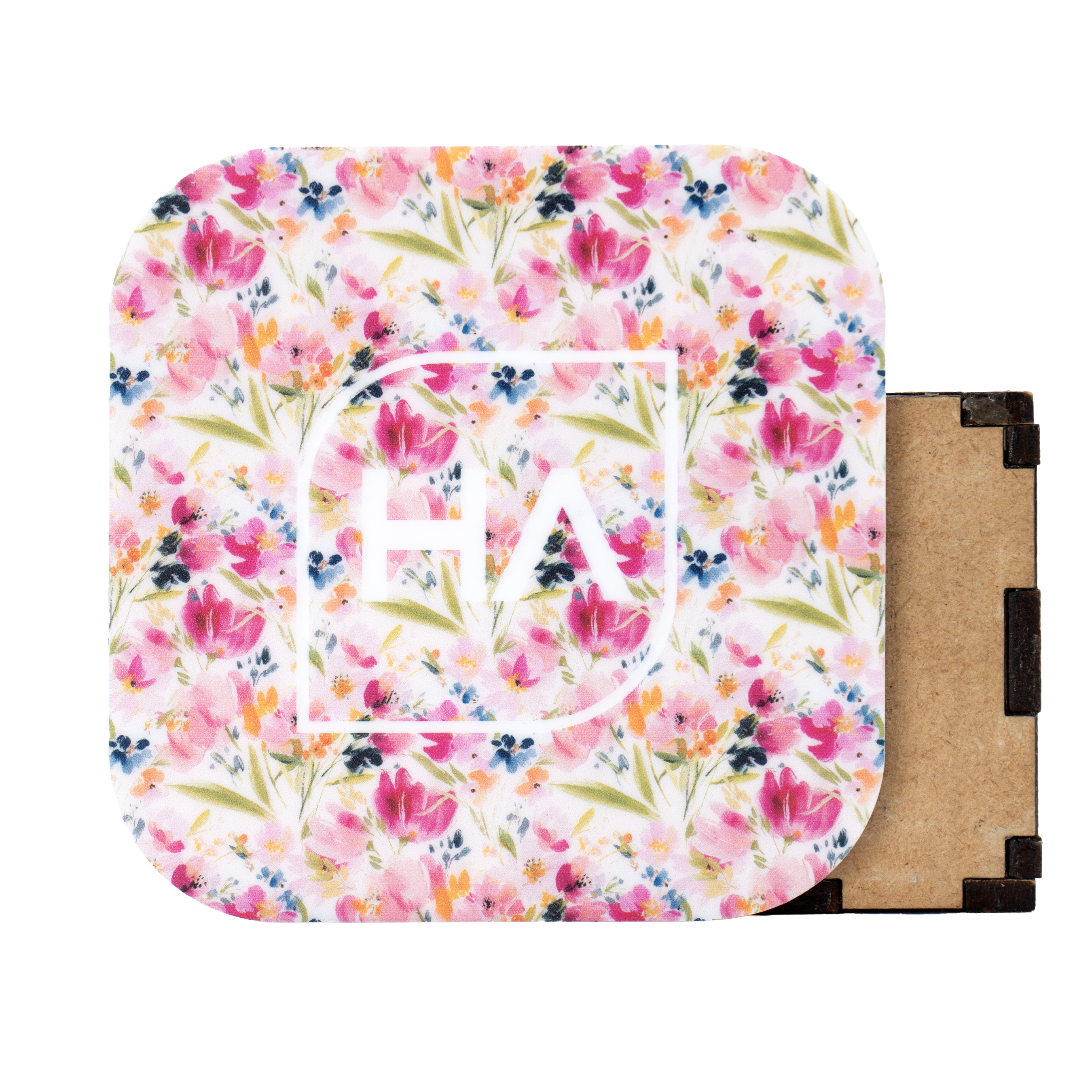 1/8" Watercolor Floral MakerPrint Cast Acrylic Sheet on a White Core