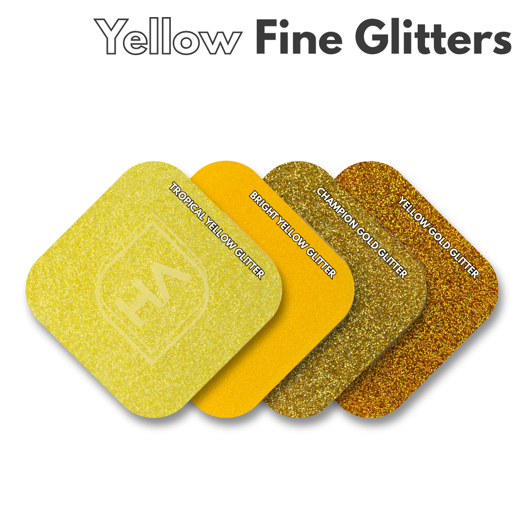 1/8" Yellow Fine Glitter Cast Acrylic Sheet Color Comparison