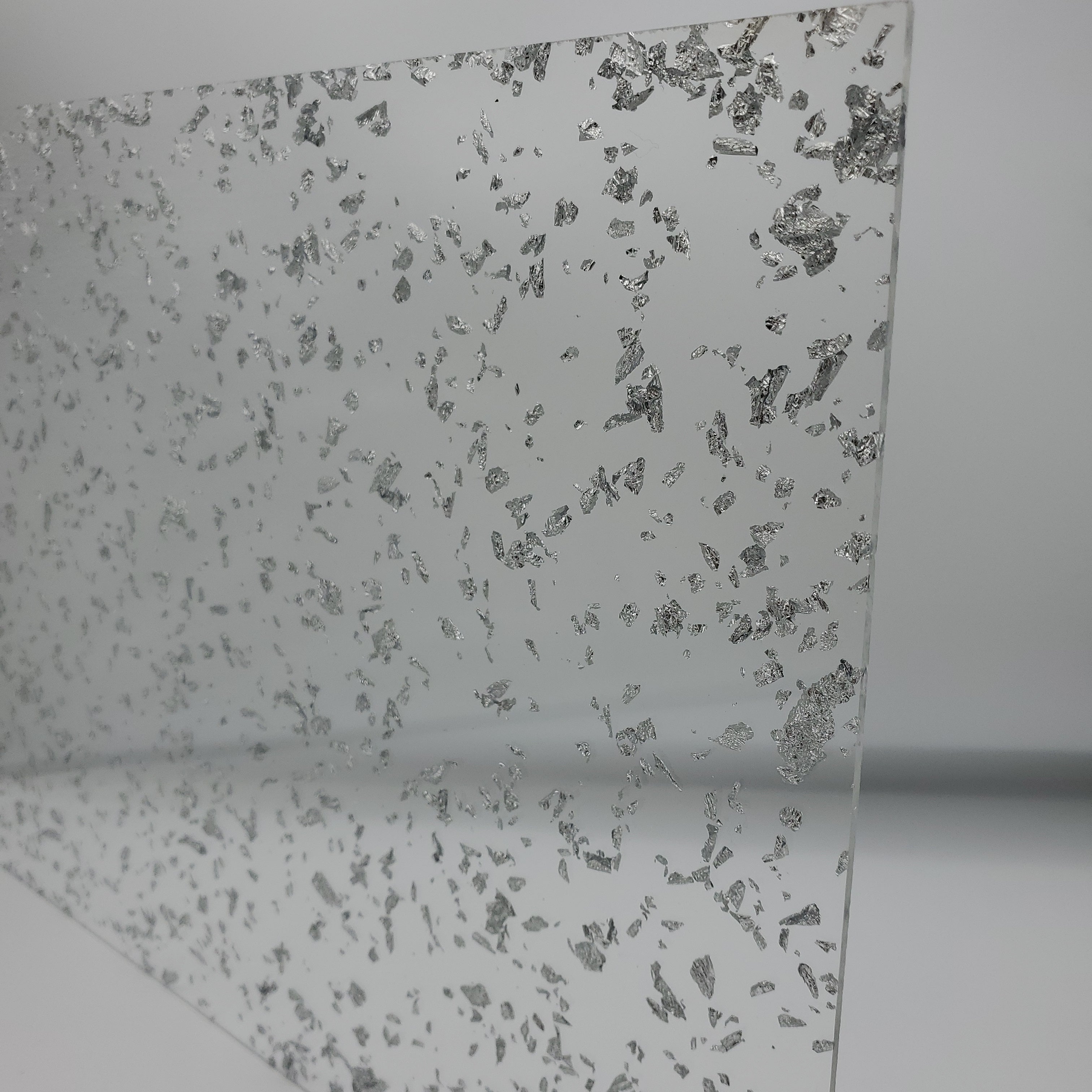 1/8" Large Silver Flakes Cast Acrylic Sheet
