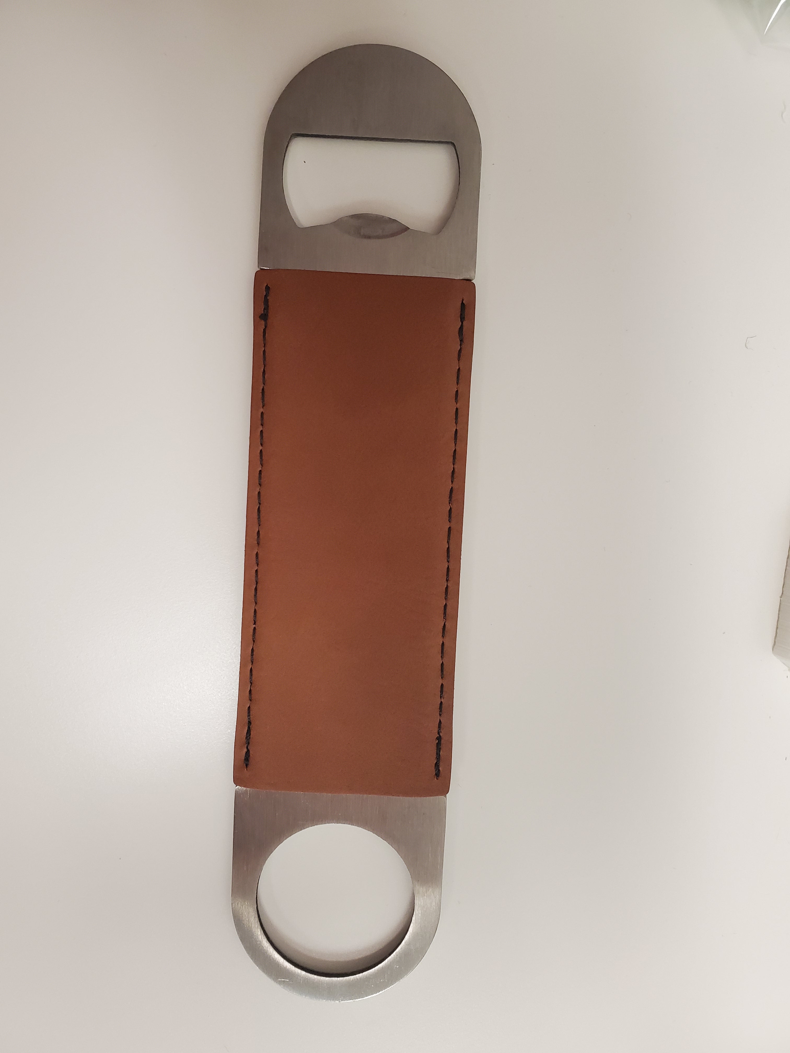 Rawhide/Black Leatherette Bottle Opener