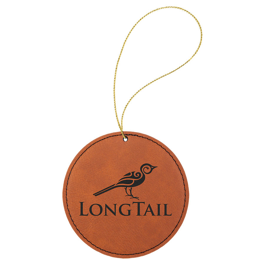 Rawhide/Black Leatherette Round Ornament