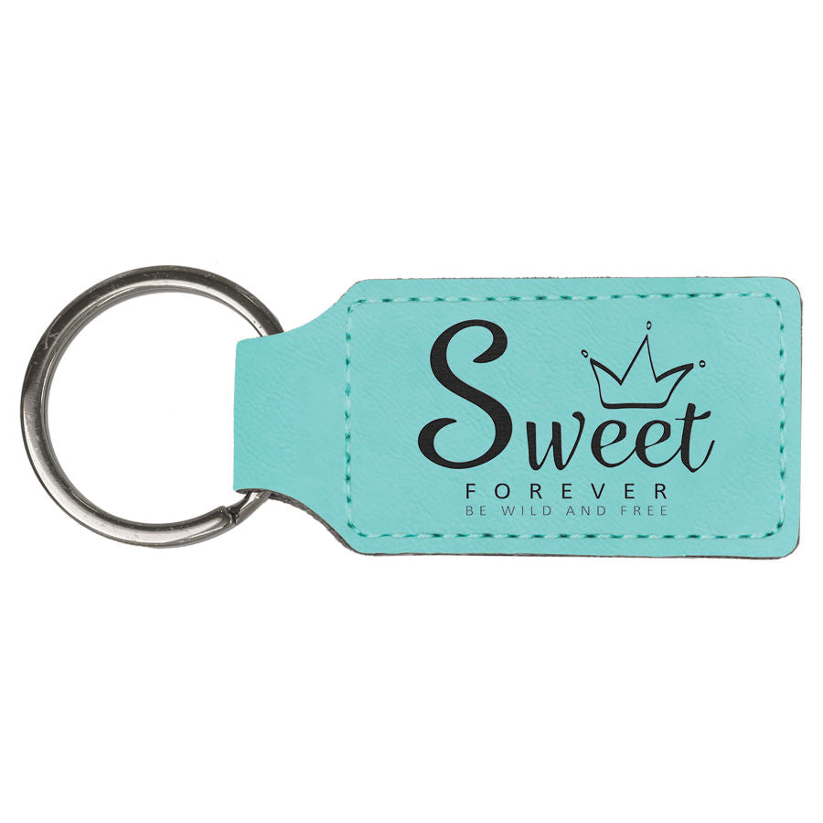 Laserable Leatherette Keychain - Teal