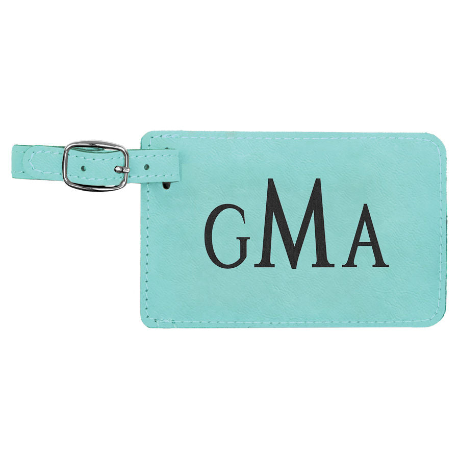 Teal/Black Leatherette Luggage Tag