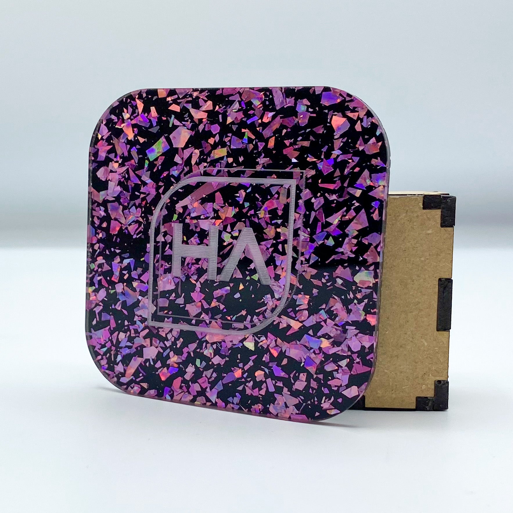 4mm Black and Rose Gold Chunky Glitter Cast Acrylic Sheet