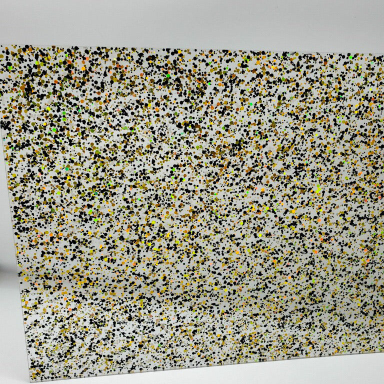 1/8" Black and Gold Polka Dots Cast Acrylic Sheet full sheet holographic confetti