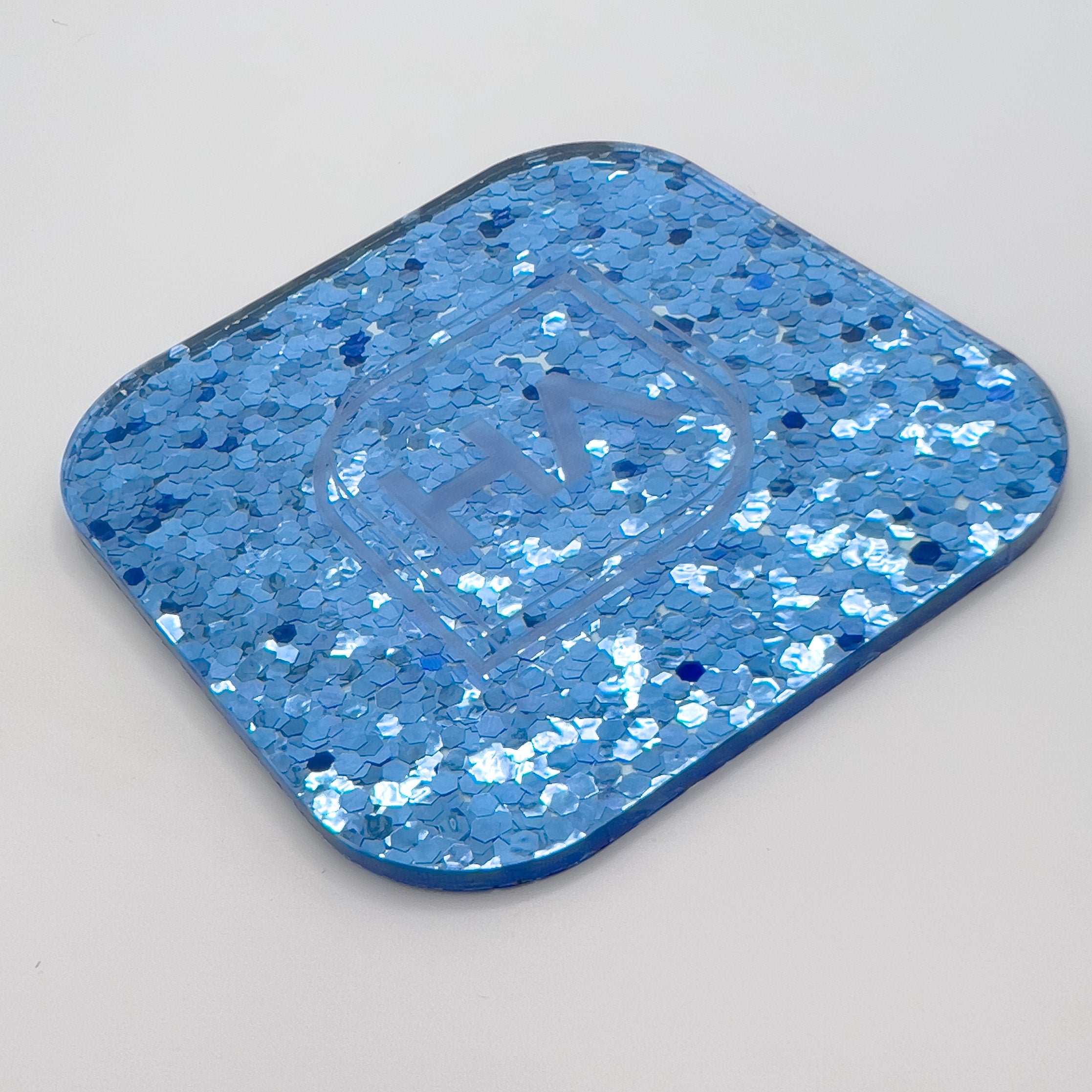 ice blue chunky hex confetti cast acrylic sheet