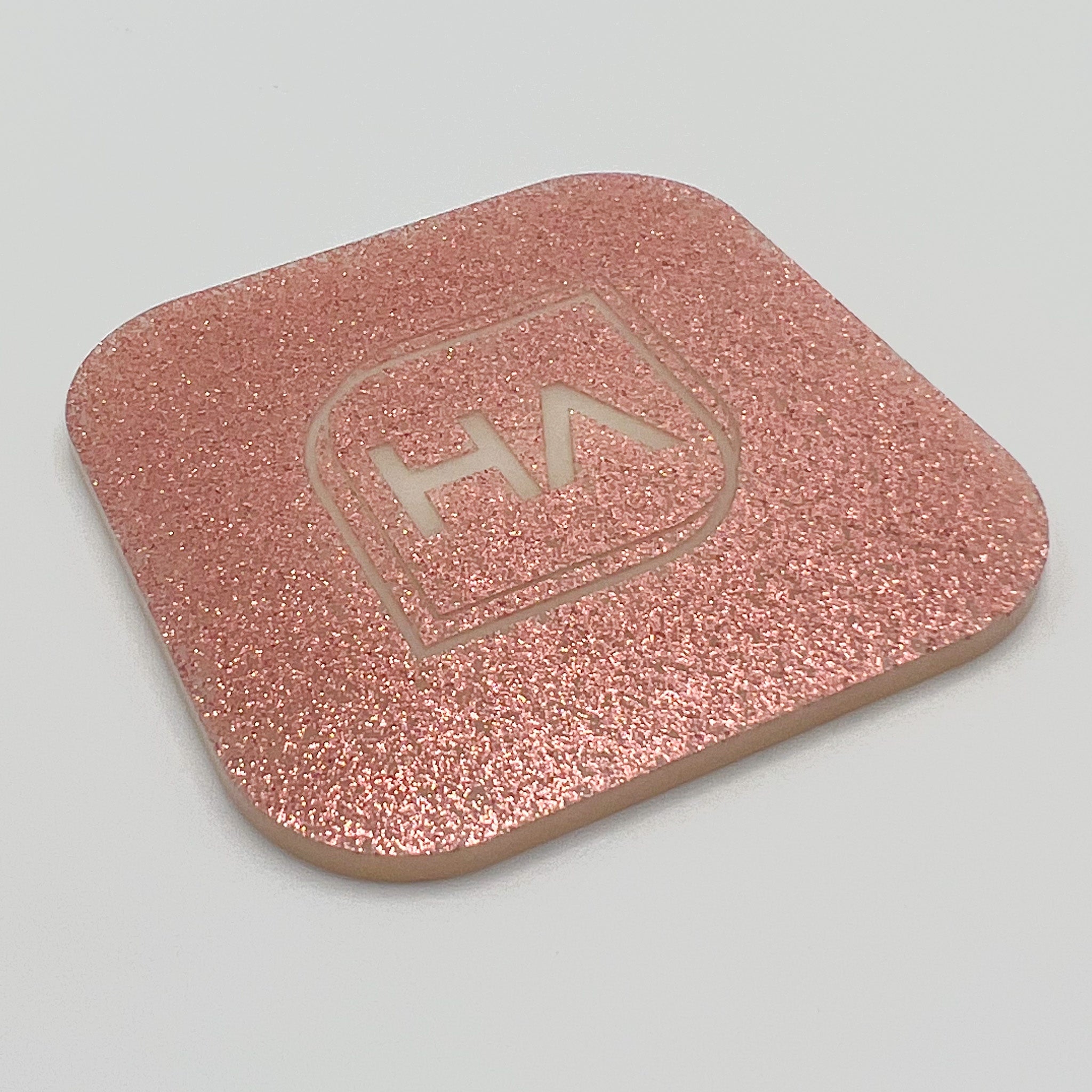 colorcarve rose gold to ivory glitter two tone laser engrave cast acrylic sheet