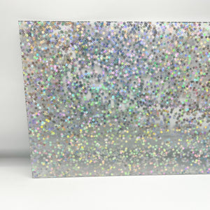 iridescent holographic snowflake confetti cast acrylic sheet laser safe