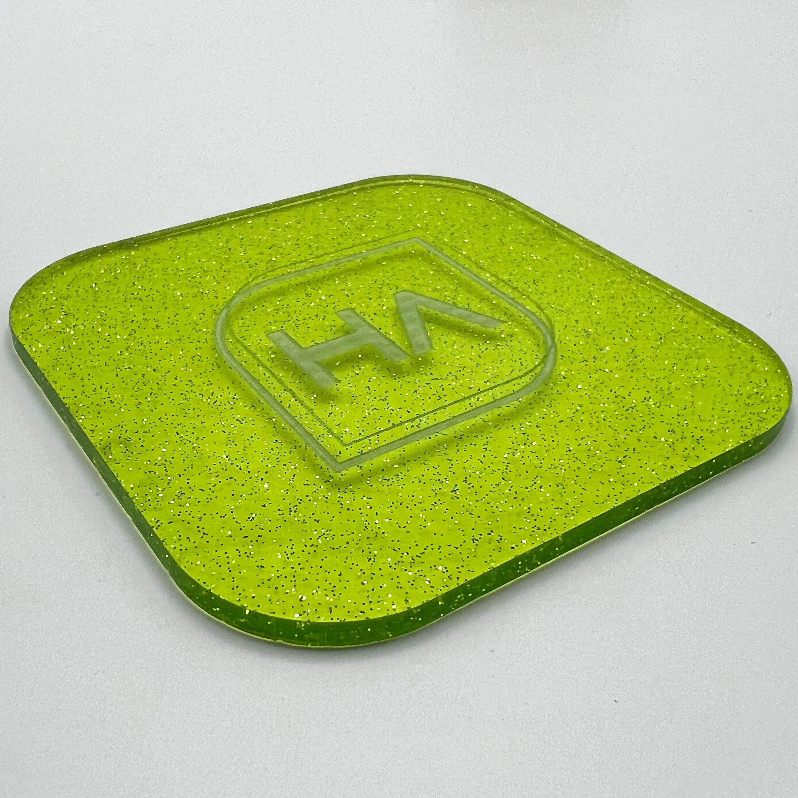 lime green jelly shimmer glitter cast acrylic sheet laser safe