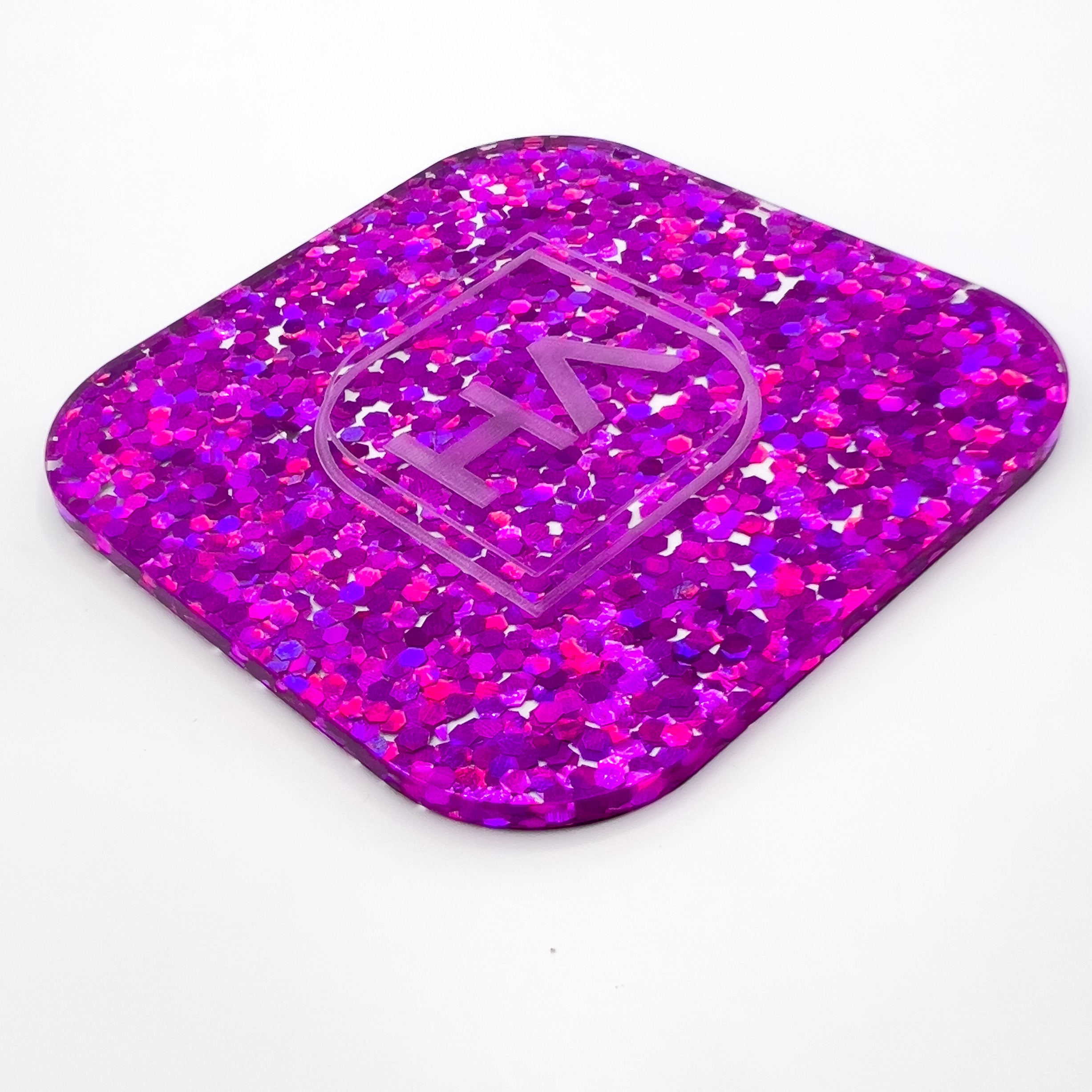 pink holographic chunky hex confetti cast acrylic sheet