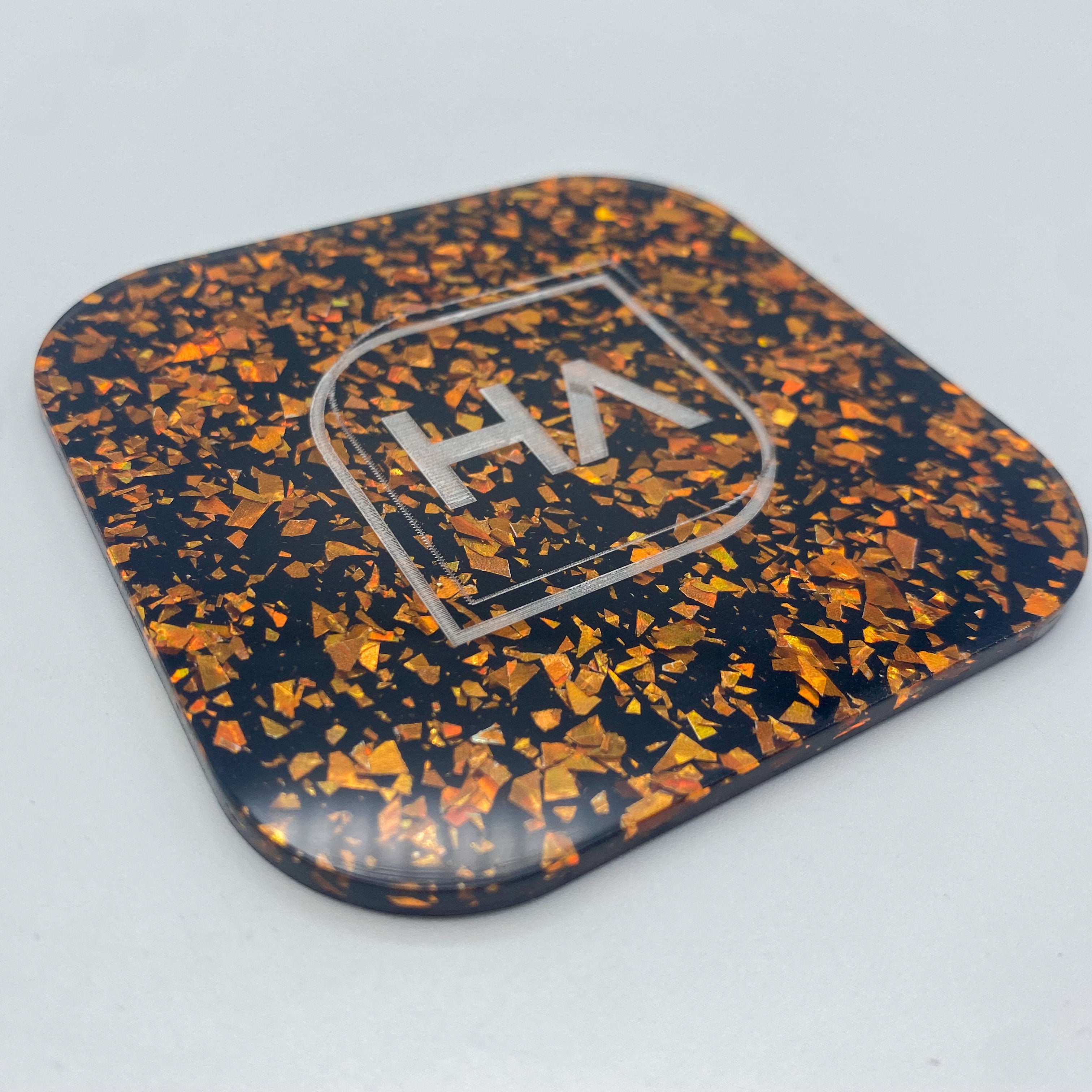 4mm Black and Orange Chunky Glitter Cast Acrylic Sheet