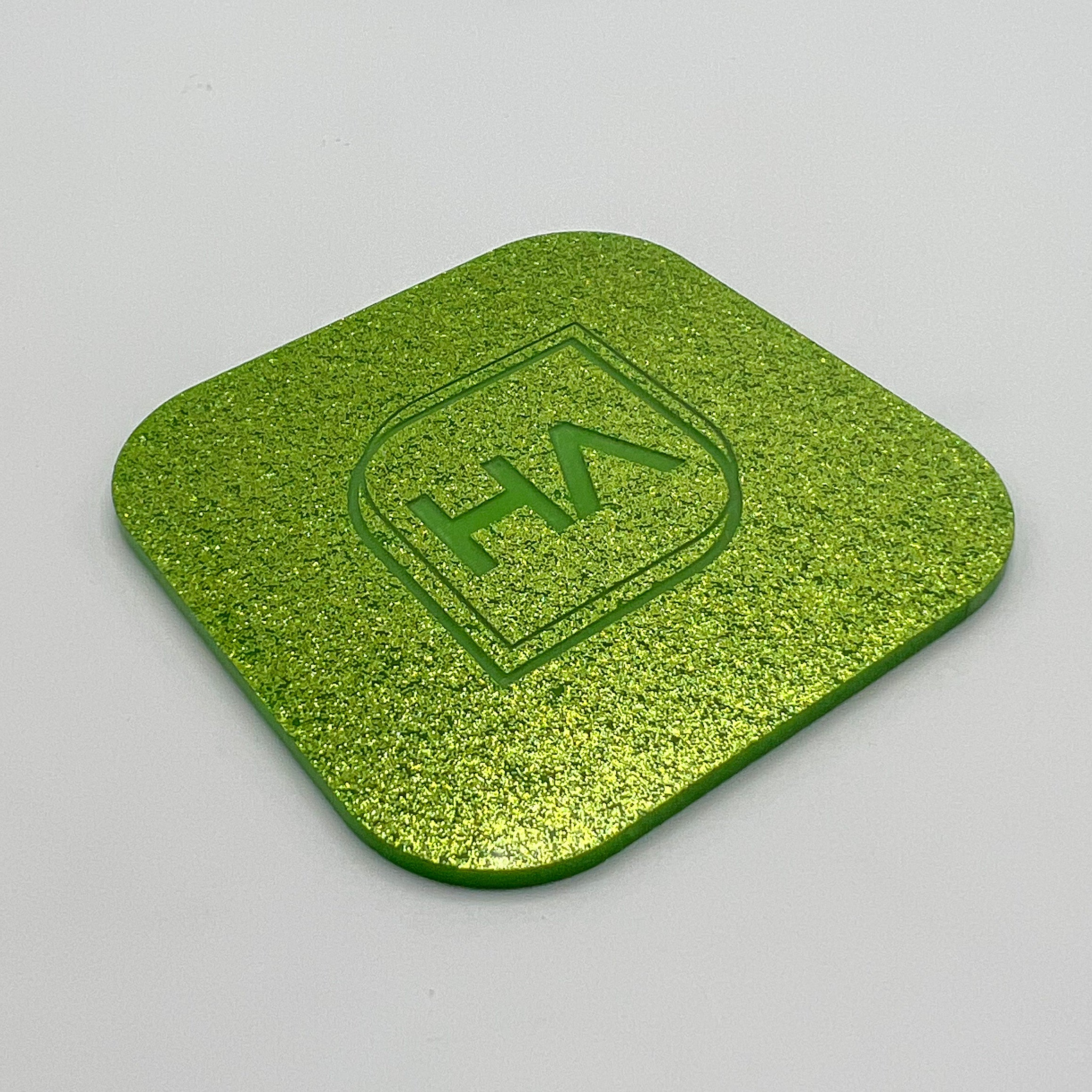 colorcarve lime green glitter two tone laser engrave cast acrylic sheet