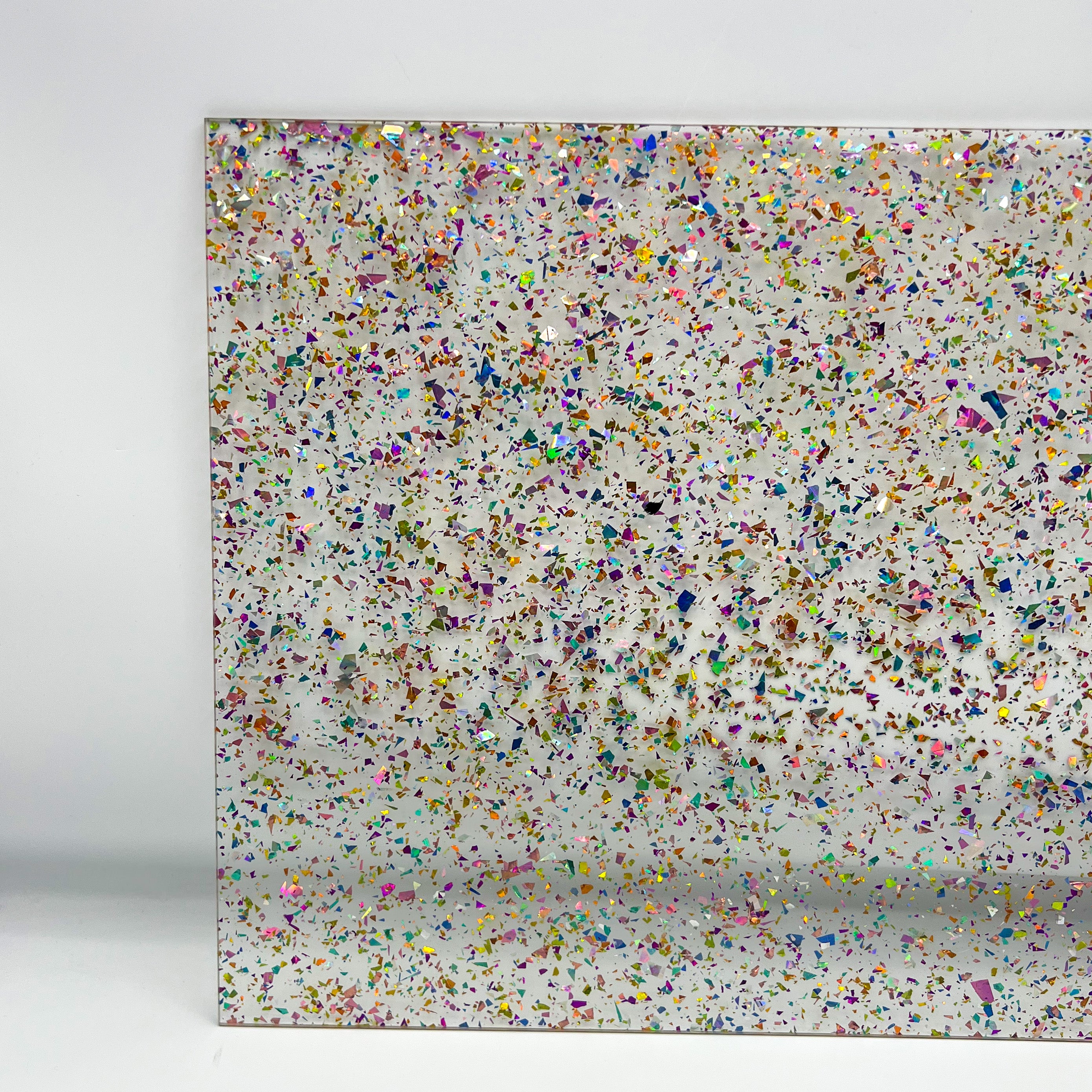 rainbow flake confetti cast acrylic sheet