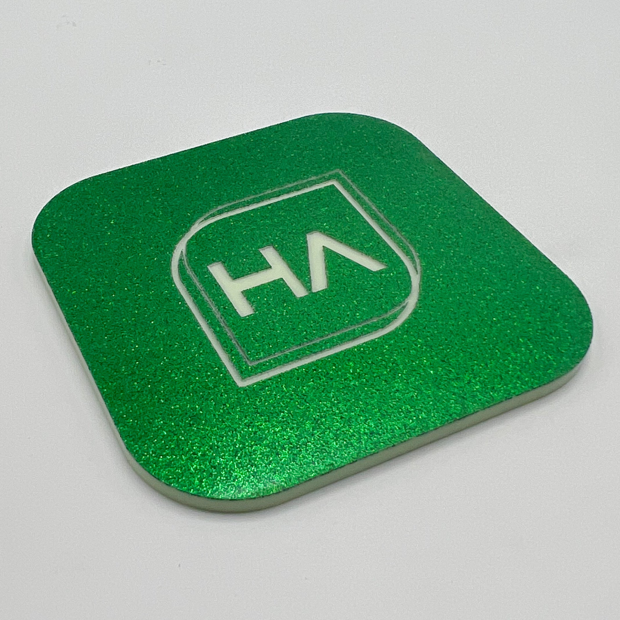 colorcarve green to white glitter two tone laser engrave cast acrylic sheet
