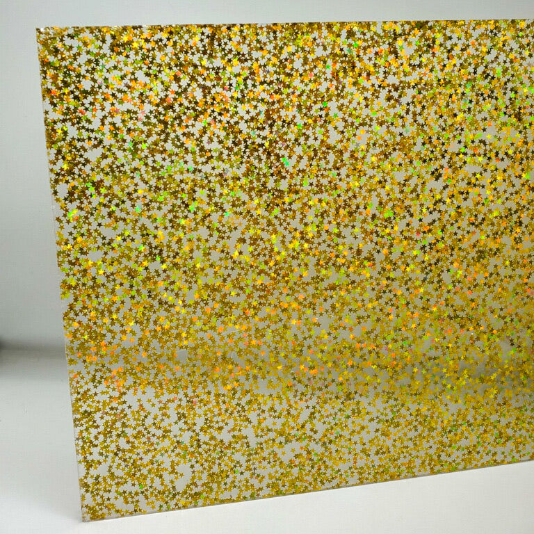 1/8" Gold Holographic Stars Cast Acrylic Sheet full sheet
