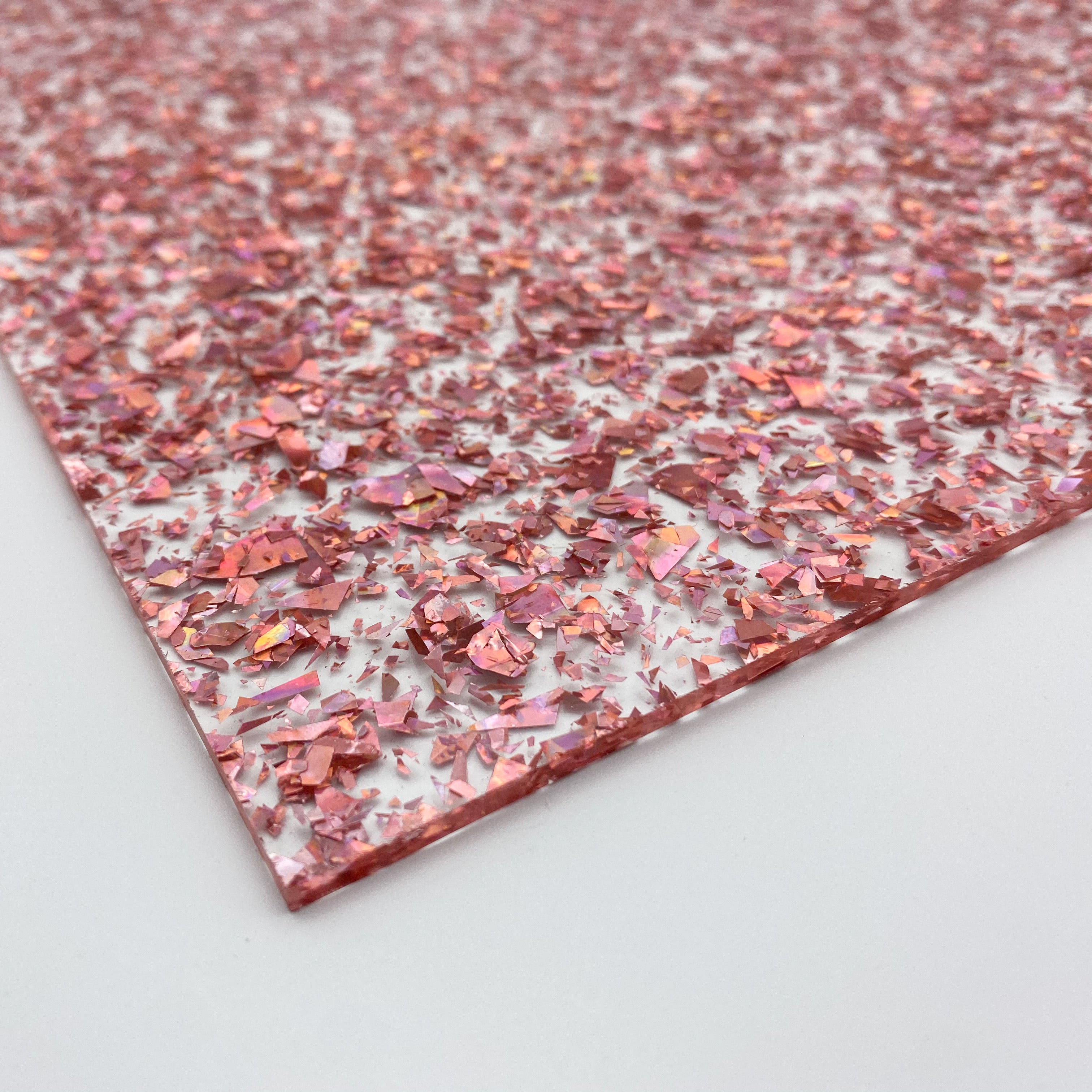 1/8" Rose Gold Flake Glitter Cast Acrylic Sheet