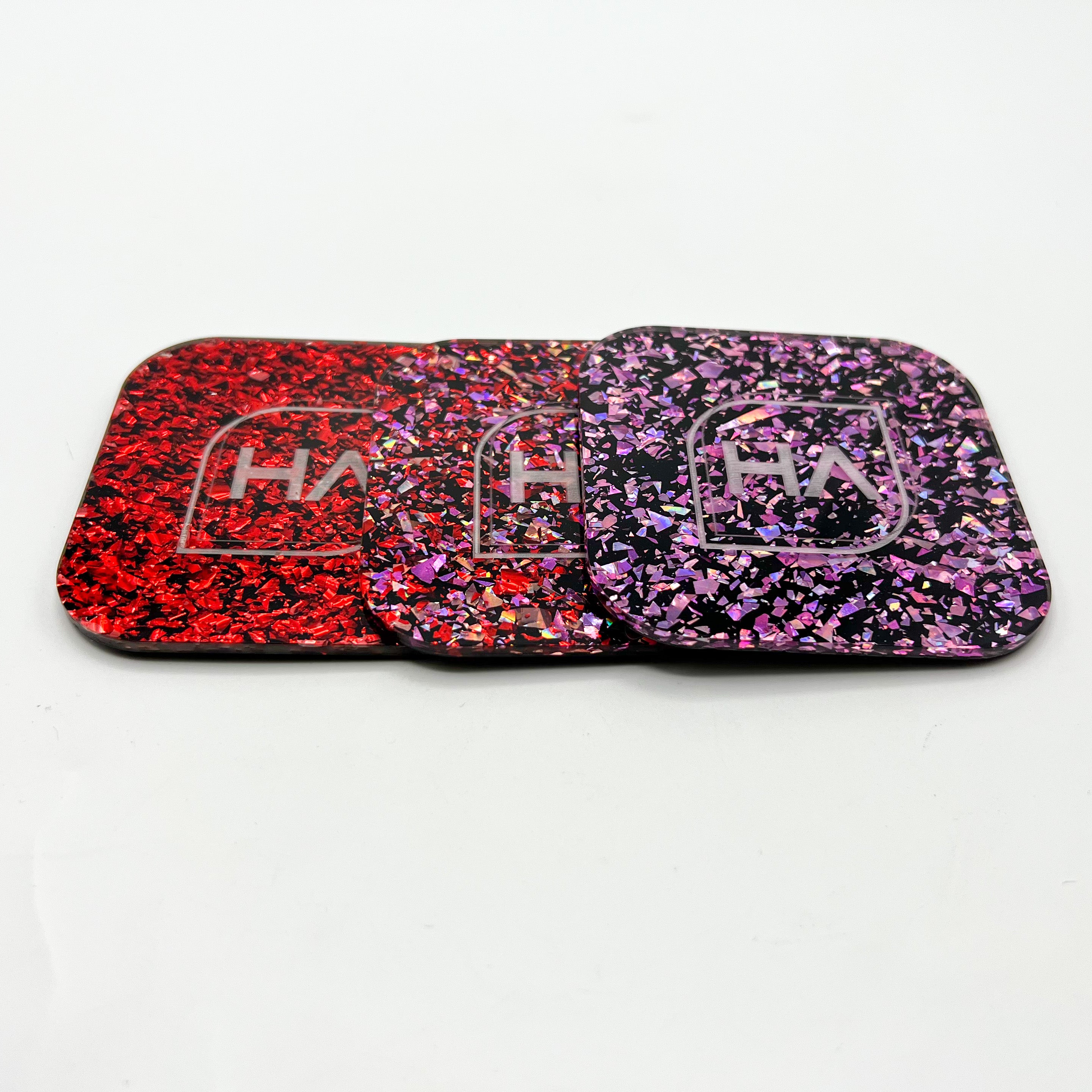 Red Rose Gold and Pink Confetti Cast Acrylic Sheet Laser Cut