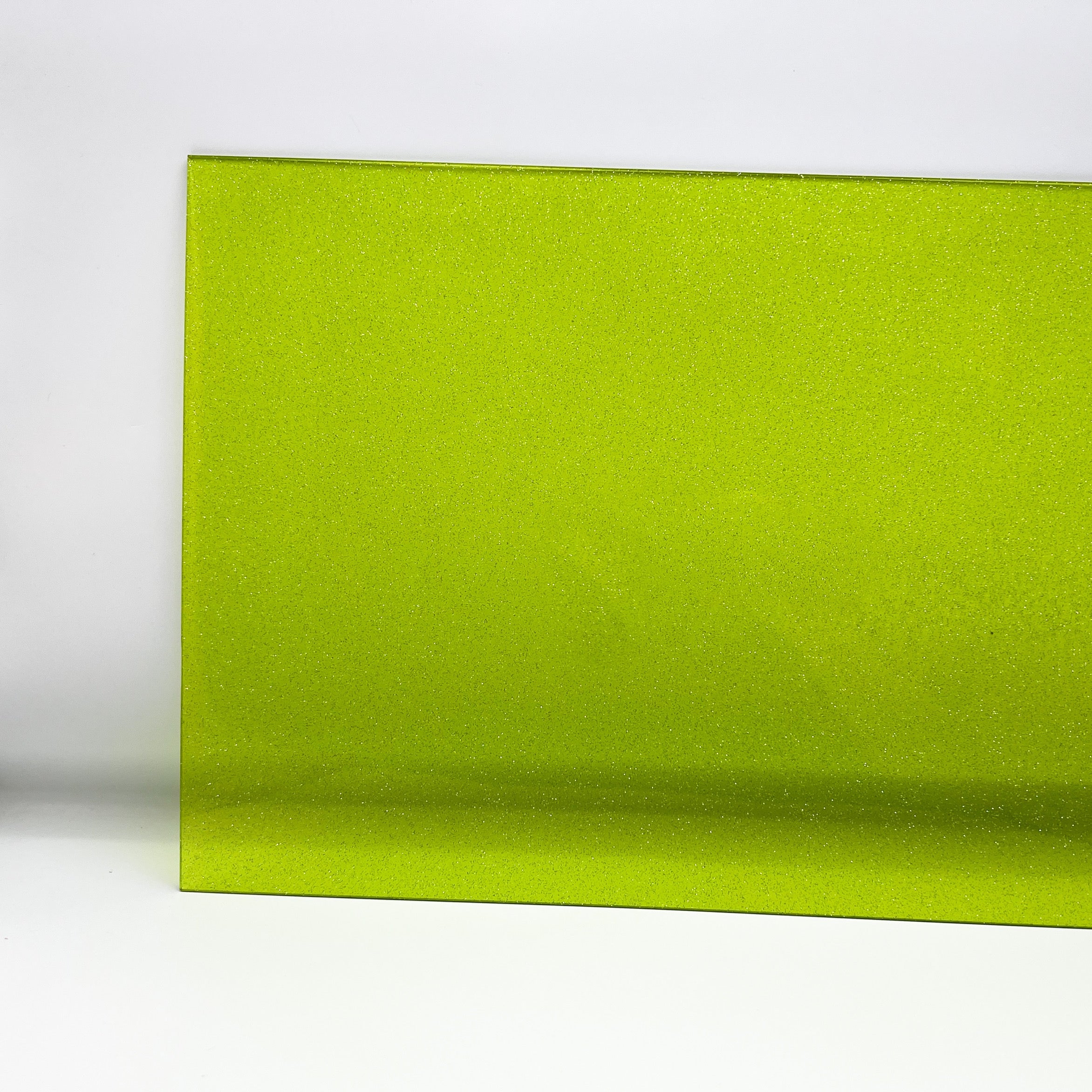 lime green jelly shimmer glitter cast acrylic sheet laser safe