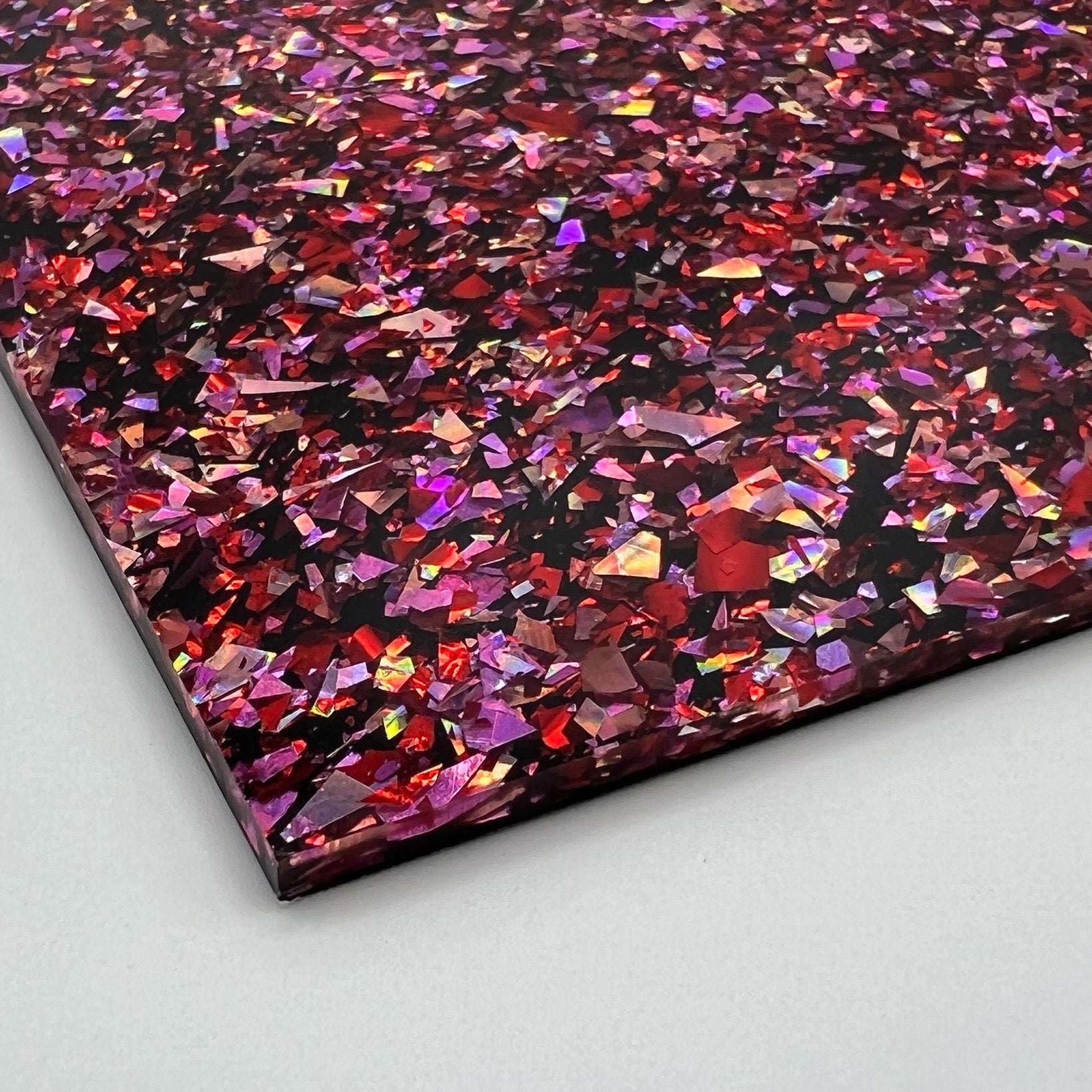 4mm Pink and Red Chunky Glitter Cast Acrylic Sheet