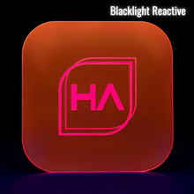 Load image into Gallery viewer, Blacklight reactive 1/16&quot; Fluorescent Red/Pink Cast Acrylic Sheet
