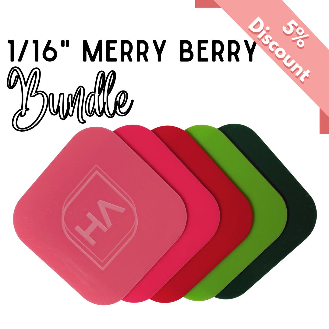 1/16" Merry Berry Cast Acrylic Sheet Christmas Bundle