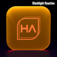 Load image into Gallery viewer, Blacklight reactive 1/4&quot; Fluorescent Orange Cast Acrylic Sheet
