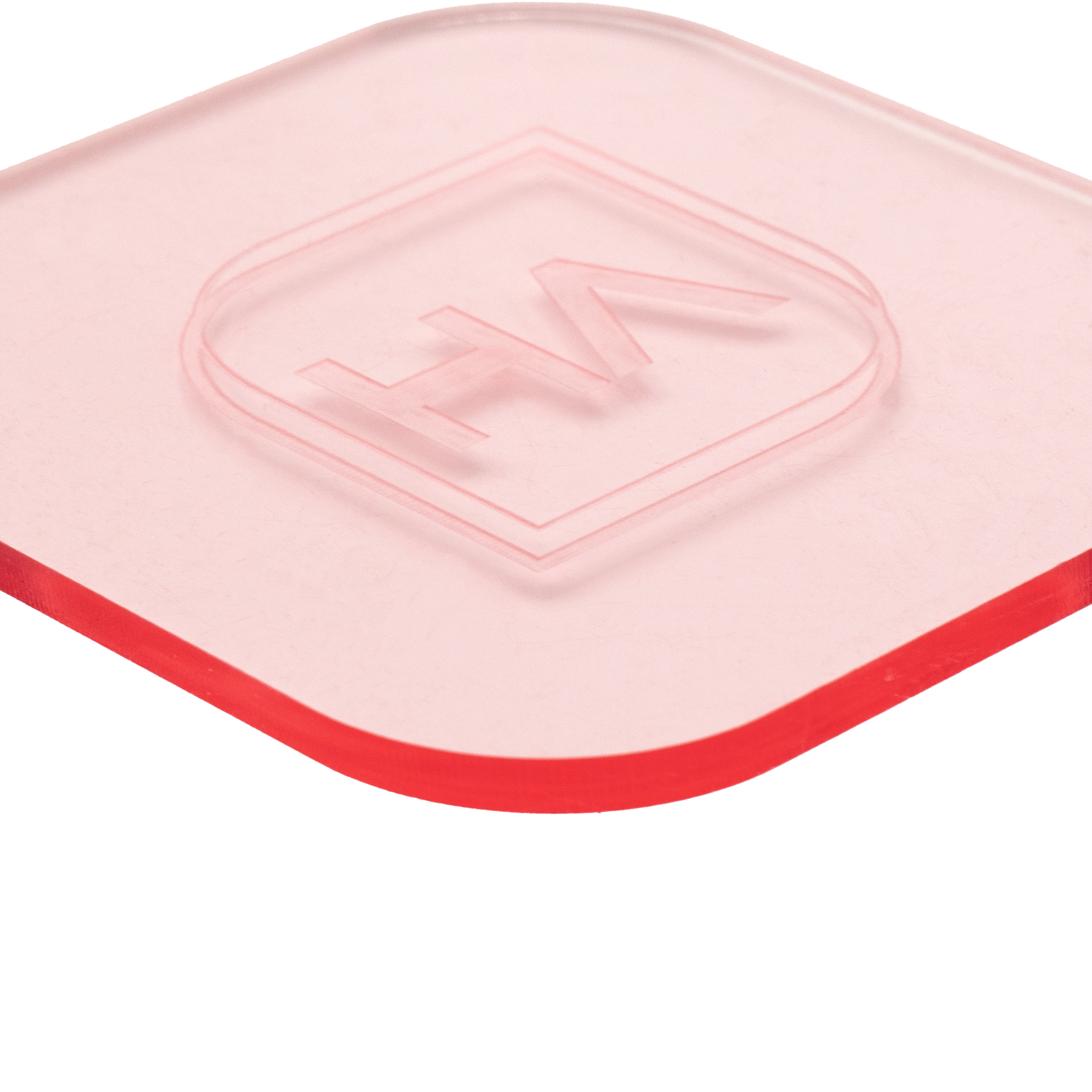 1/8" Translucent Rose Cast Acrylic Sheet Cut Glowing Edge Example